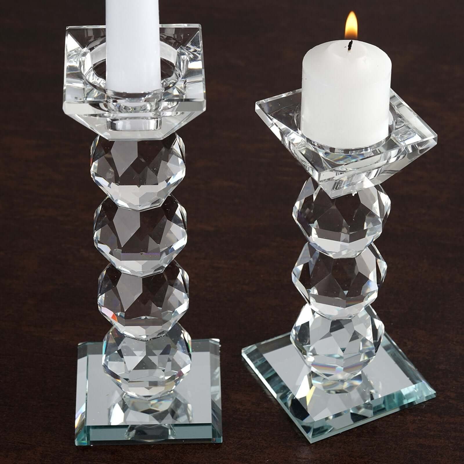 7-Inch Tall Premium Gemcut Crystal Glass Votive Candle Holder for Decorative Display