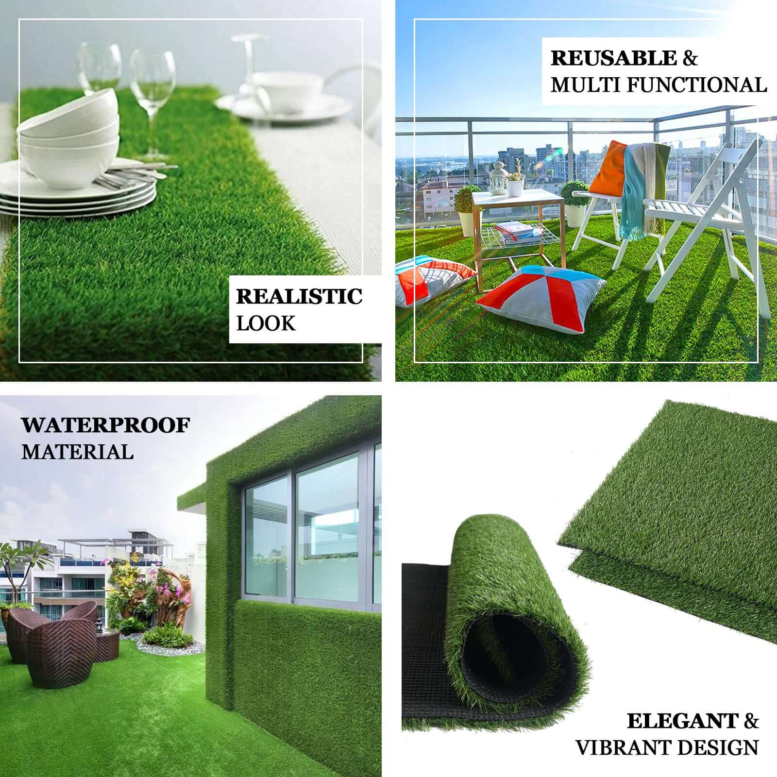 5ftx3ft Green Synthetic Artificial Grass Rug for Indoor & Outdoor Landscape