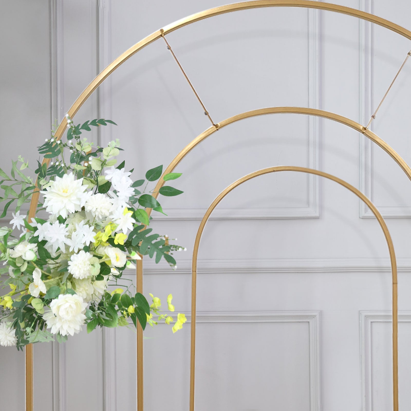 Get 2 Gold Metal Round Top Wedding Arches - 6ft & 8ft, Ideal for Ceremonies