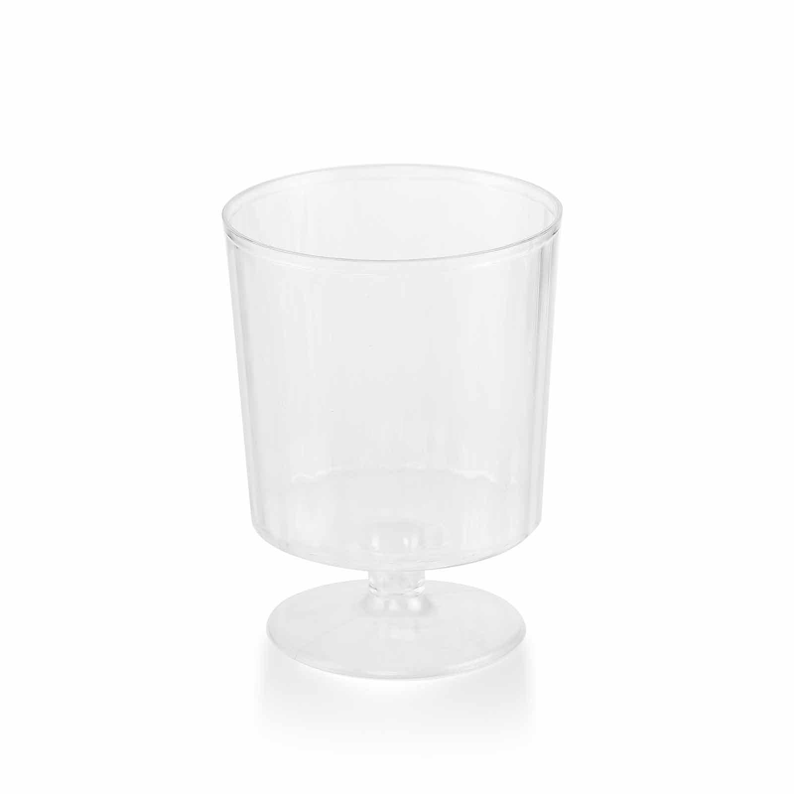 12-Piece Set of Clear Short Stem Plastic Wine Glasses - 8oz Durable Disposable Drinkware