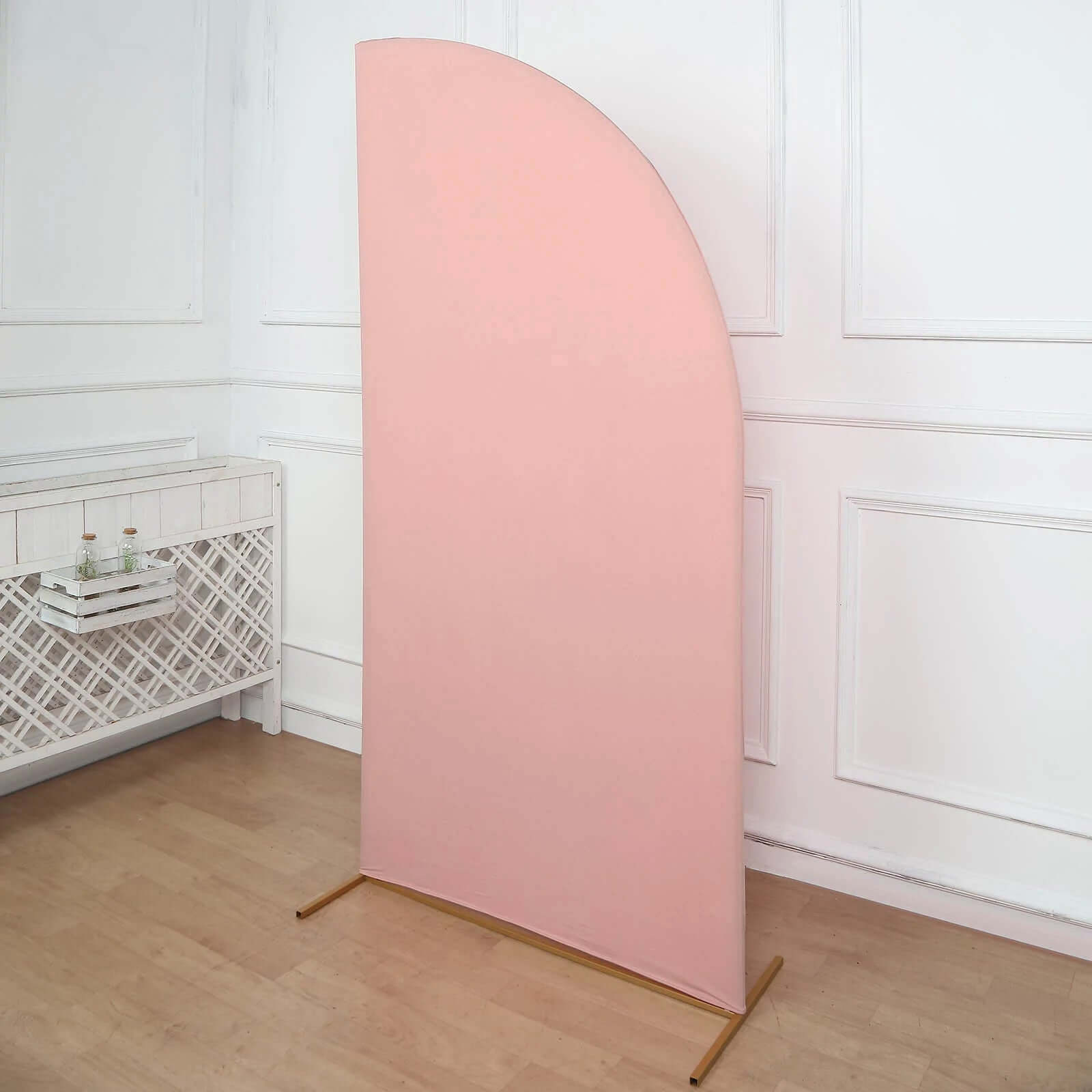 Custom-Fitted 7ft Matte Dusty Rose Spandex Half Moon Chiara Wedding Arch Backdrop Stand Cover - Exclusive Offer