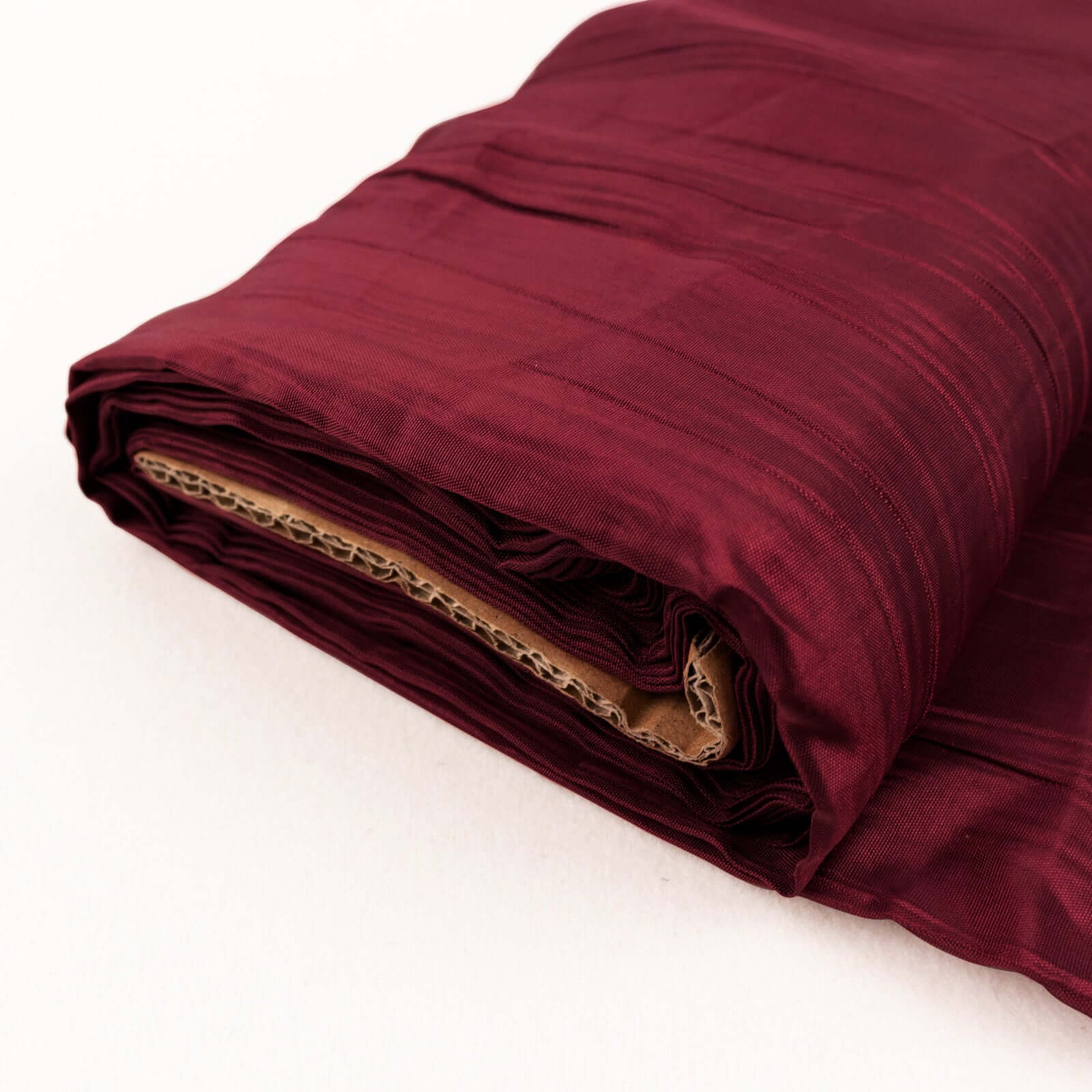 Premium Burgundy Accordion Crinkle Taffeta Fabric Bolt - 54 Inches Wide, 10 Yards Long