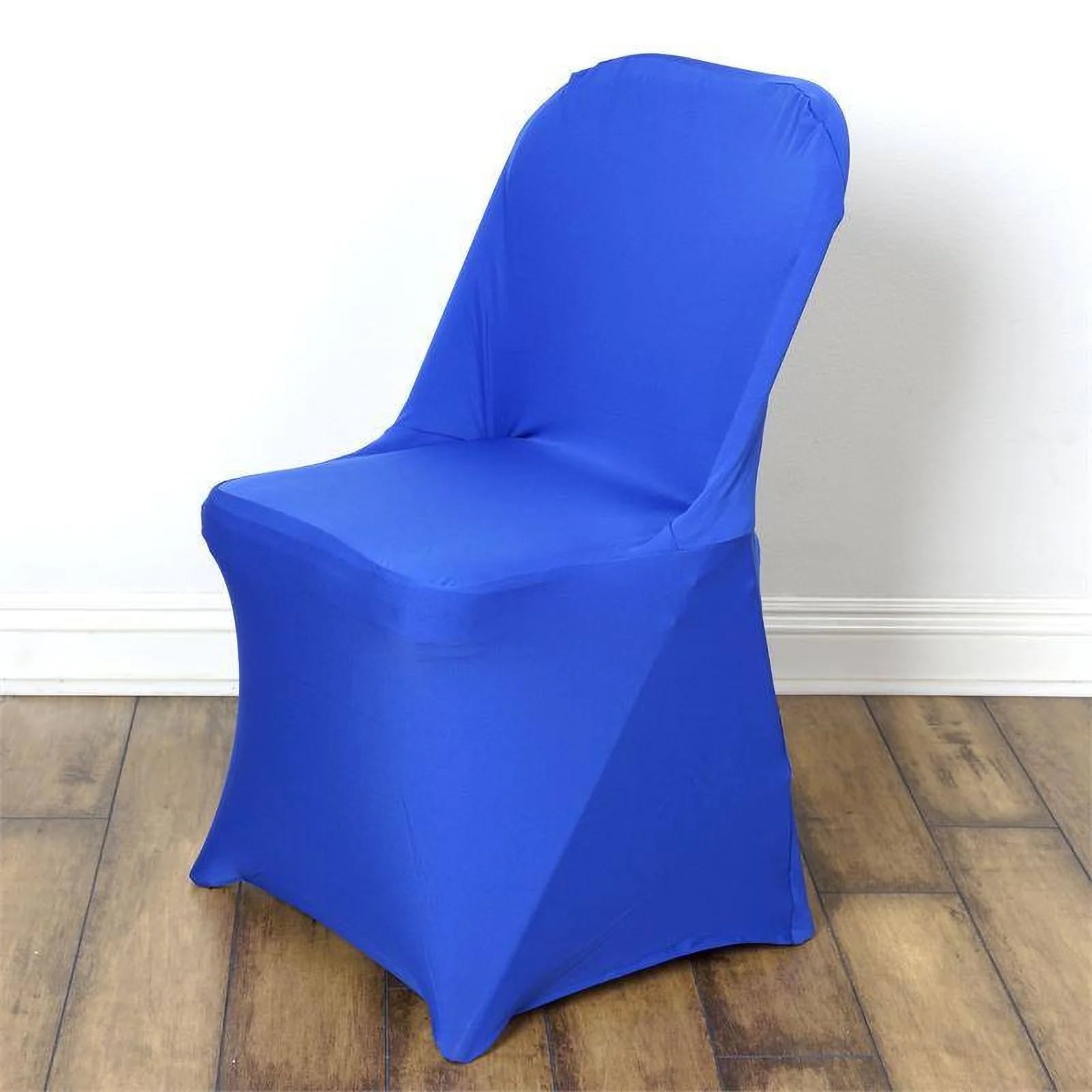 10-Piece Set of Royal Blue Stretch Spandex Chair Covers for Folding Chairs - Durable 160GSM Slipcovers
