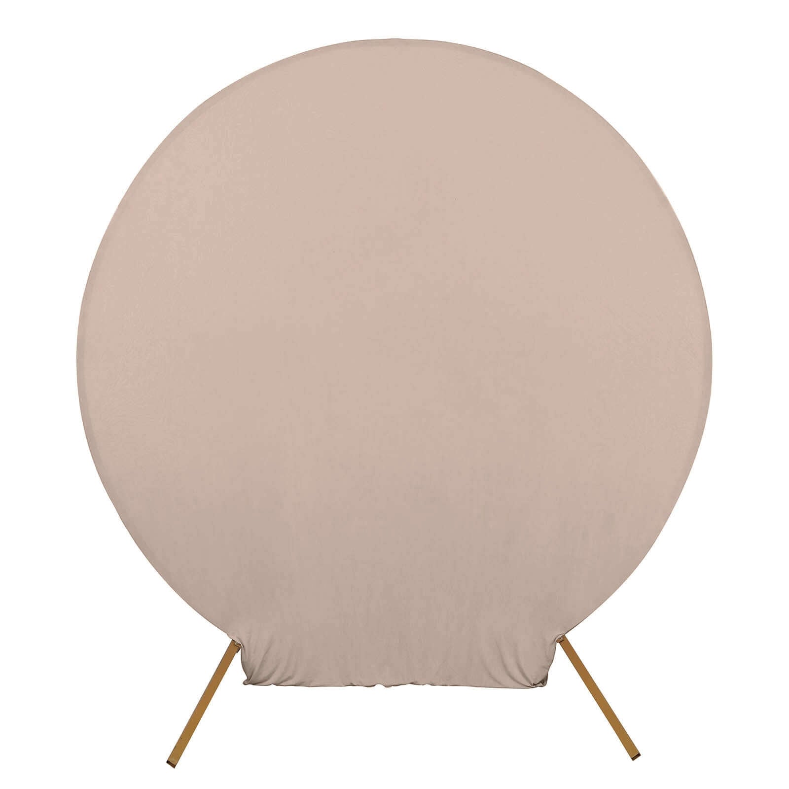 7.5ft Nude Round Spandex Party Backdrop Stand Cover - Perfect for Weddings and Events