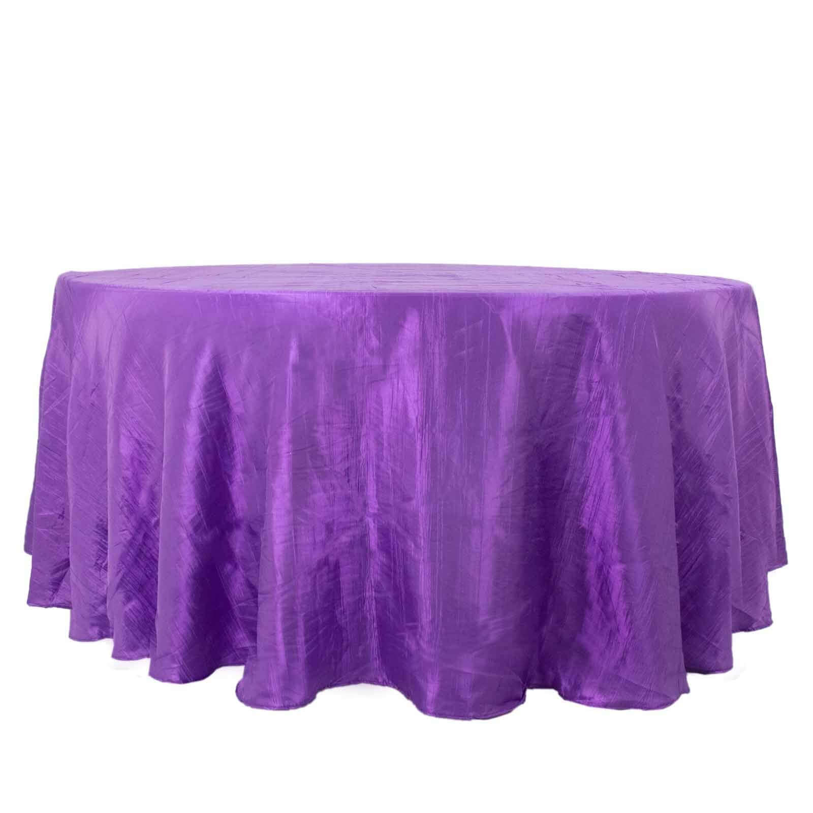 Premium Purple Seamless Accordion Crinkle Taffeta 120 Round Tablecloth for Weddings & Events