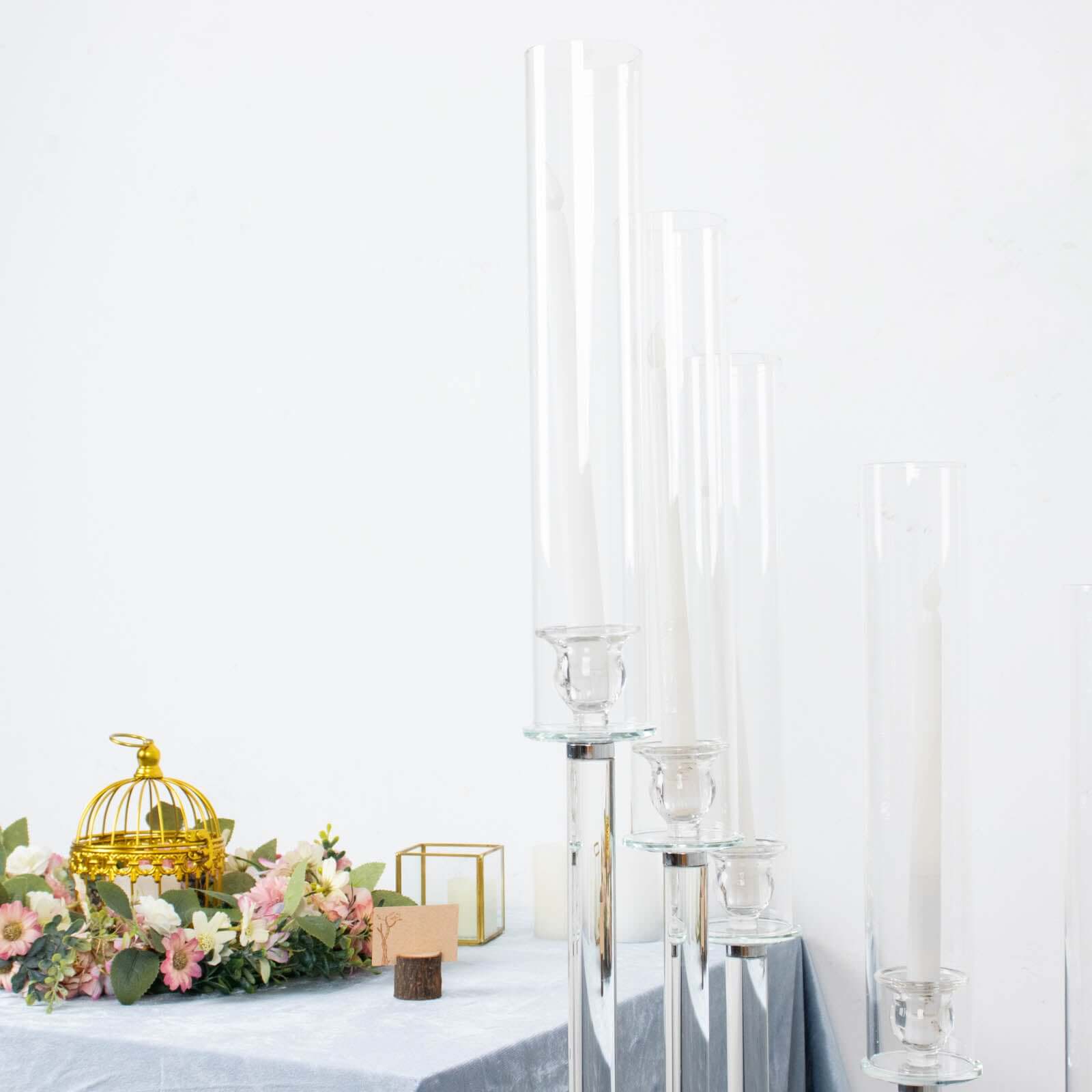 4.5ft Crystal Glass Cluster Candelabra Pedestal Stand - Ideal Table Centerpiece