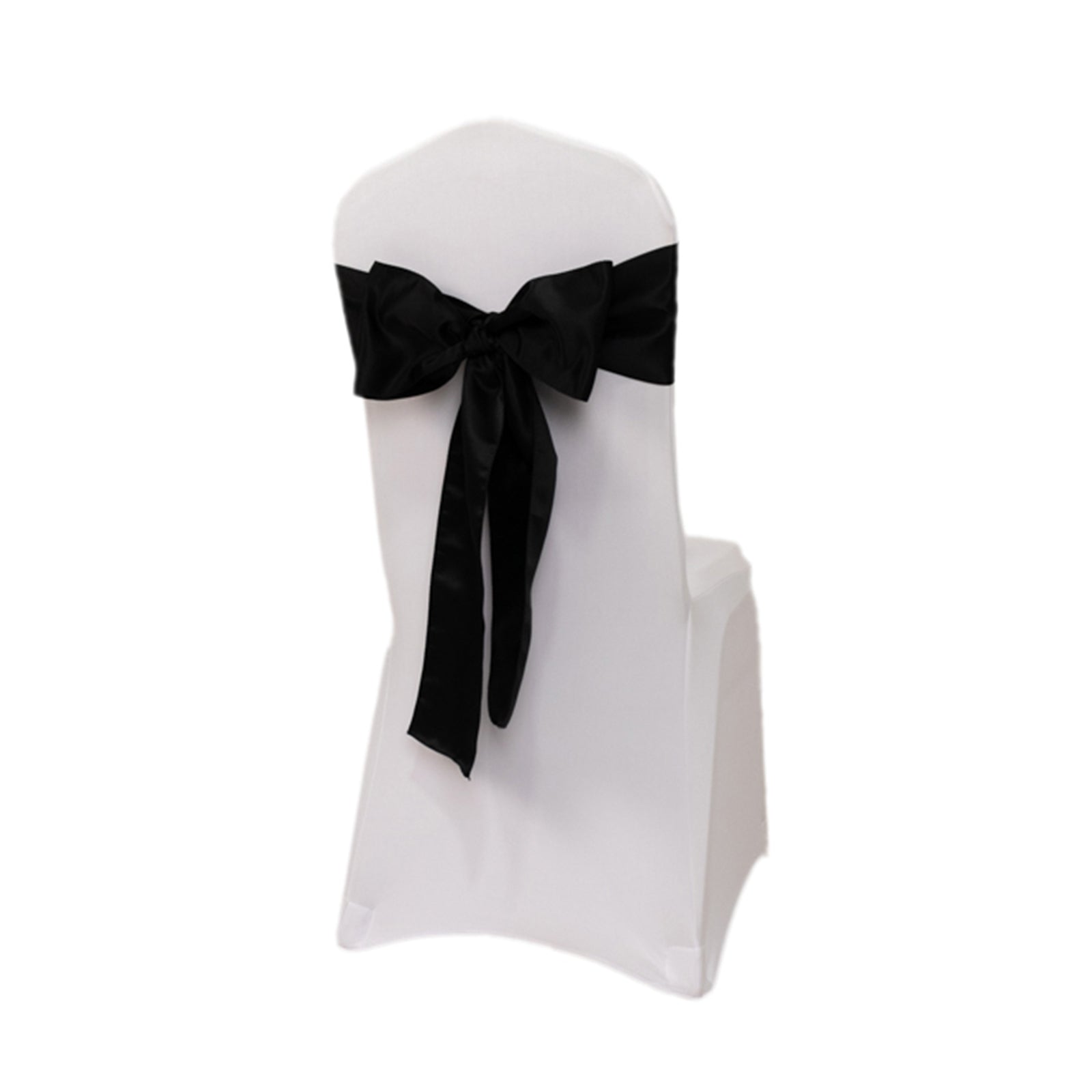 5-Pack Black Lamour Satin 6x106 Chair Sashes - Stylish & Reusable Wedding Decor