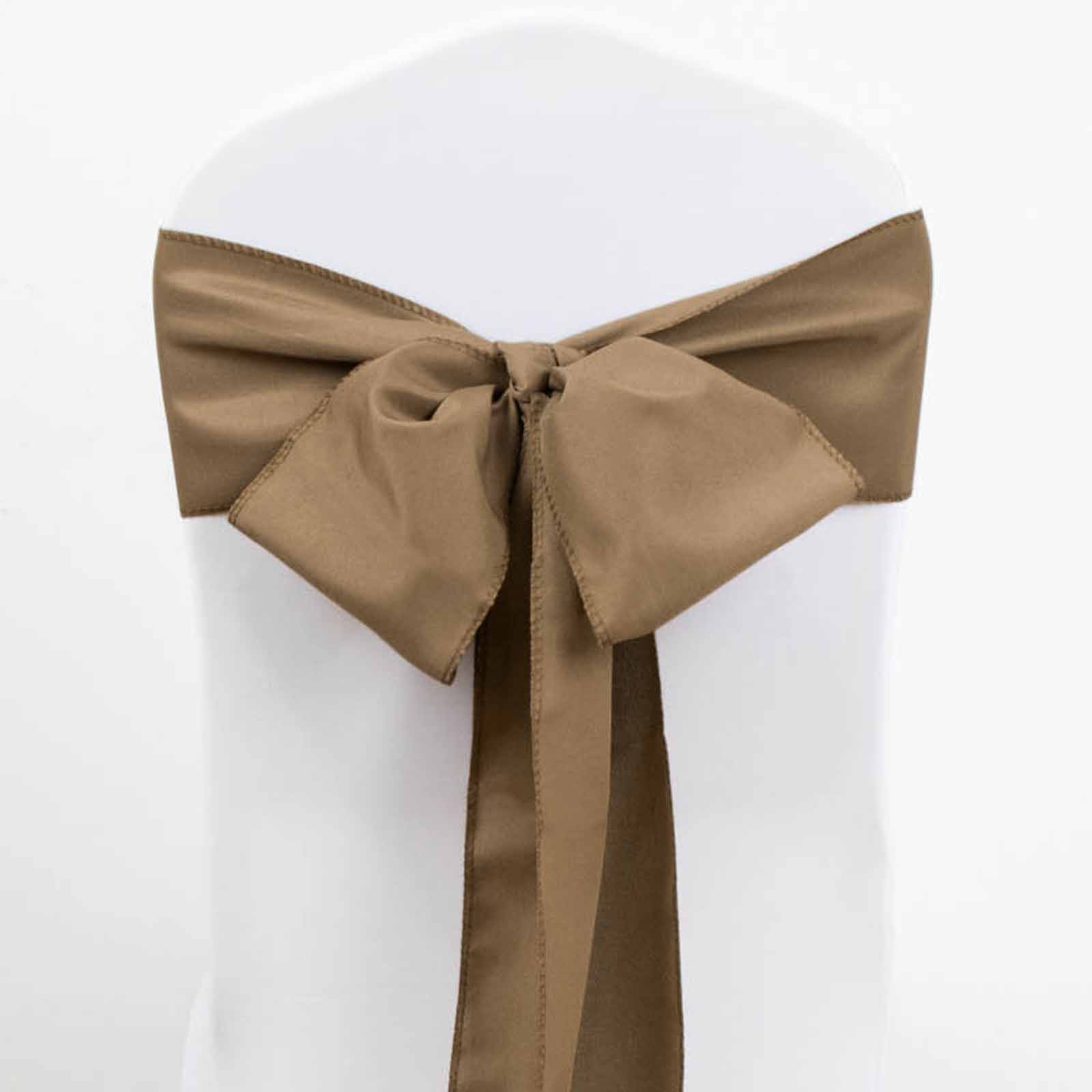 Hot Sale! 5-Piece Set of Taupe Polyester Chair Sashes, 6x108 Inches