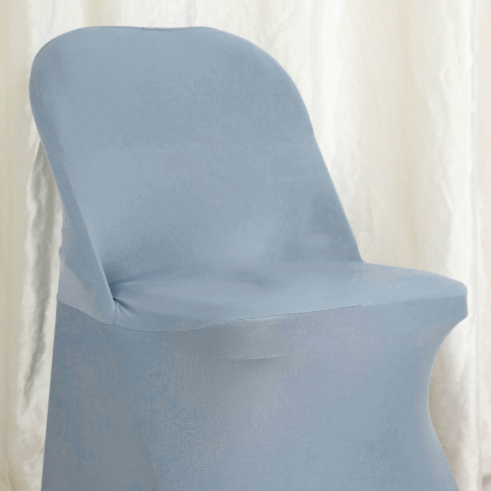 10-Pack Durable Dusty Blue Spandex Chair Covers for Folding Chairs - 160GSM Fitted Slipcovers