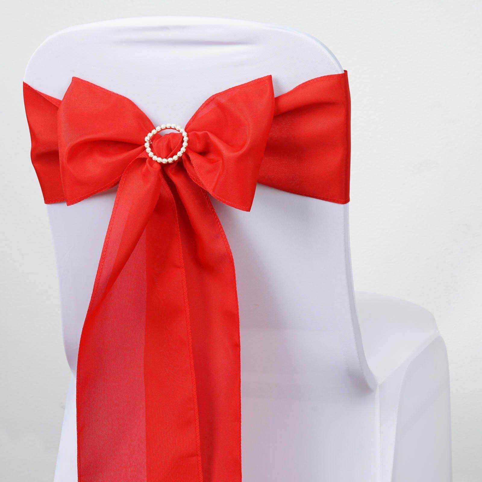 Hot Deal! 5-Piece Set of Red Polyester Chair Sashes, 6x108 Inches