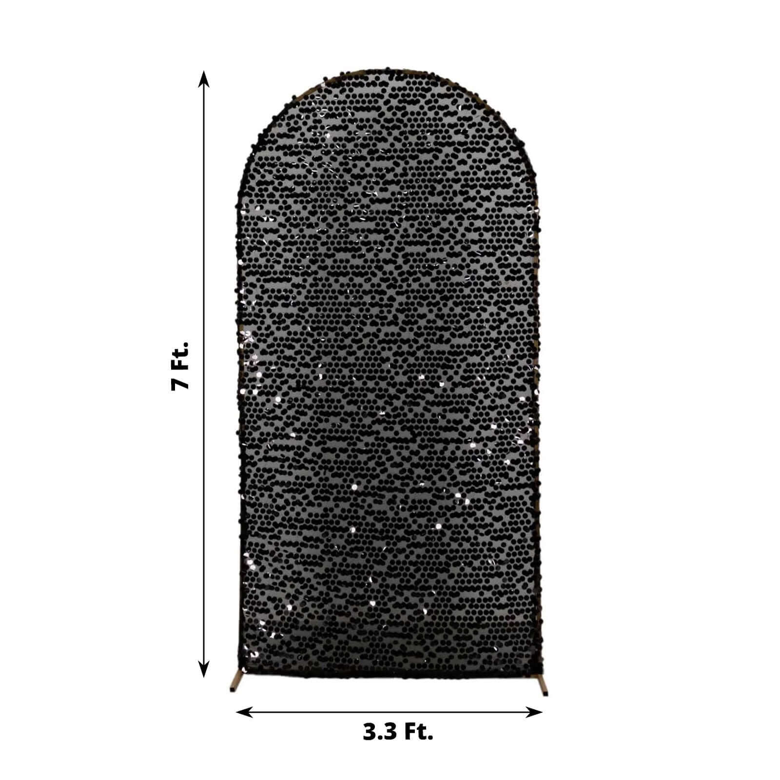 Hot! 7ft Black Sparkly Payette Sequin Fitted Wedding Arch Cover