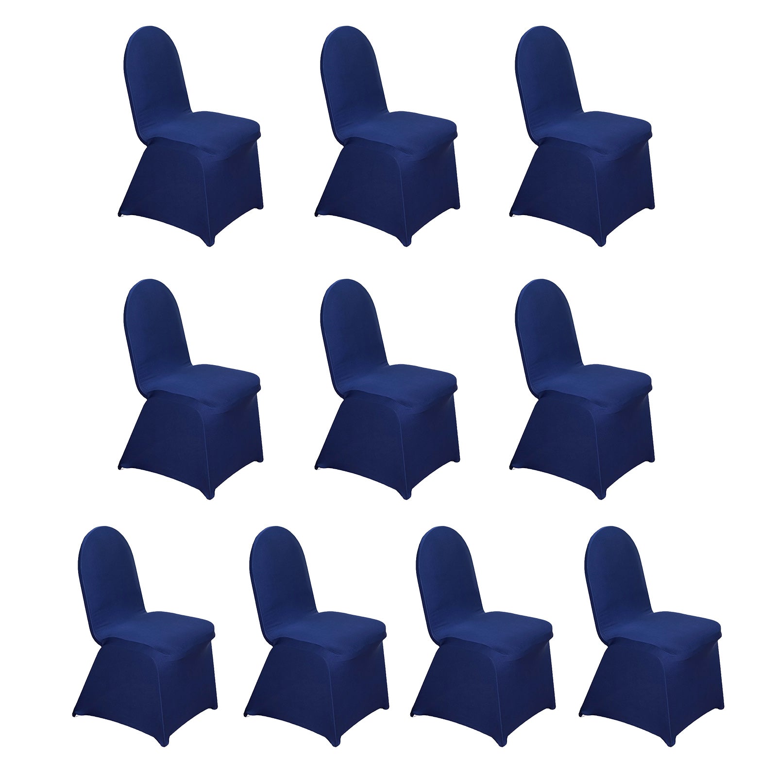 Hot Deal! 10-Piece Set of Navy Blue Spandex Banquet Chair Covers - Durable & Reusable