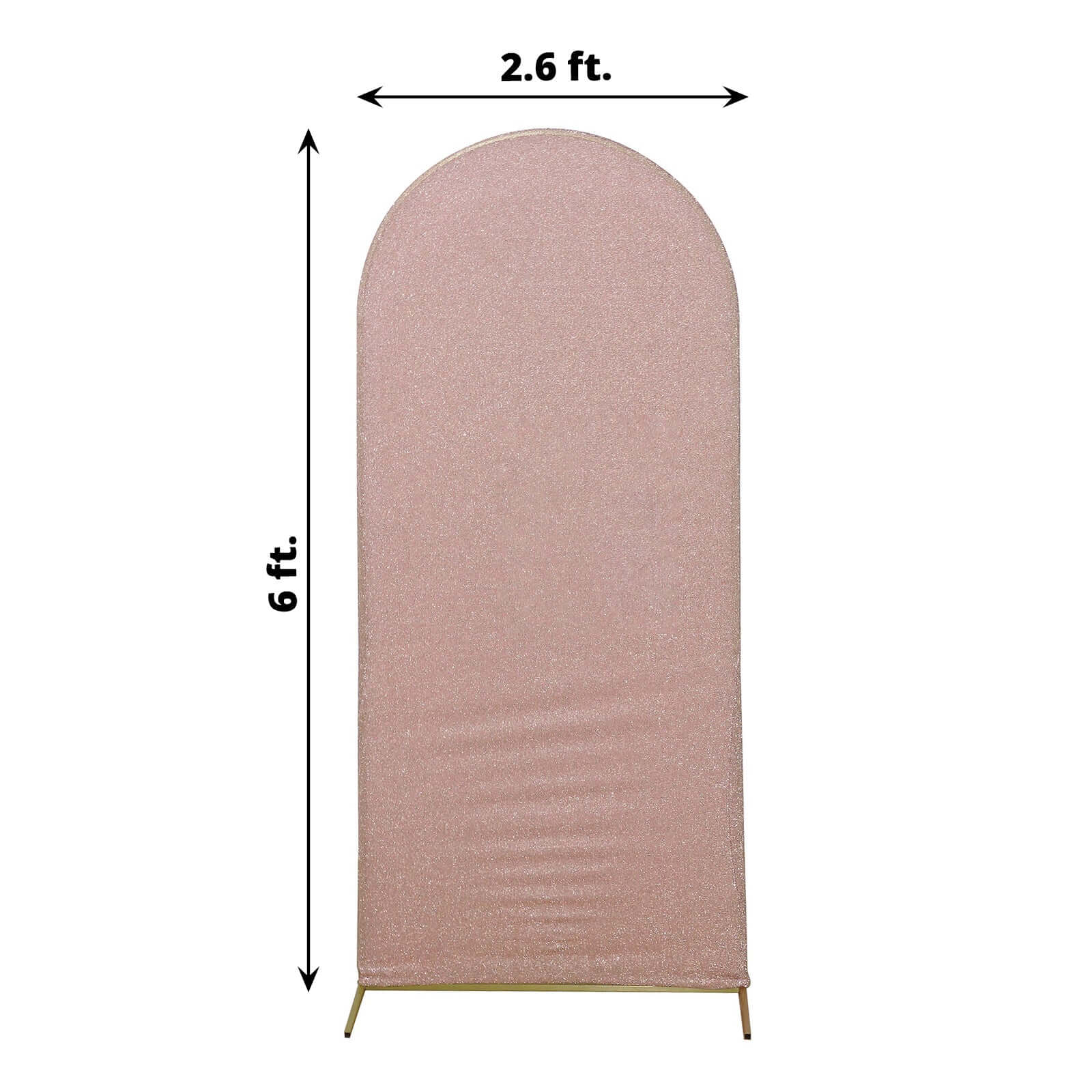 6ft Rose Gold Shimmer Tinsel Spandex Cover for Fitted Round Top Wedding Arch Stand