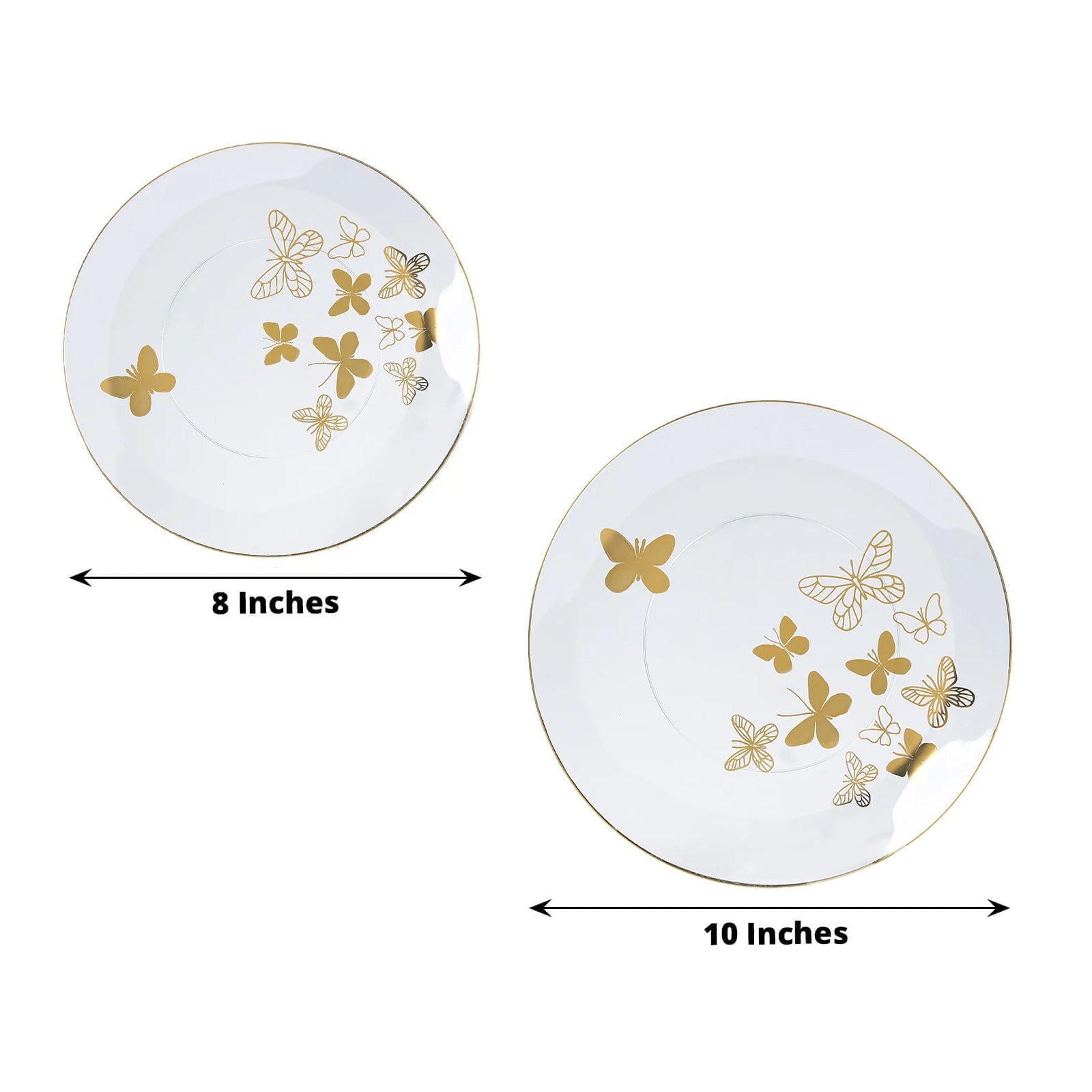 Get 20-Piece Clear Plastic Dinner & Salad Plates with Gold Butterfly Design & Rim - Stylish Disposable Ware