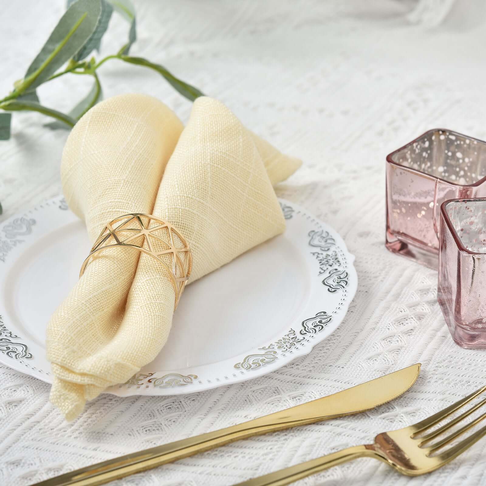 5-Piece Set of Stunning Metallic Gold Geometric Paper Napkin Rings