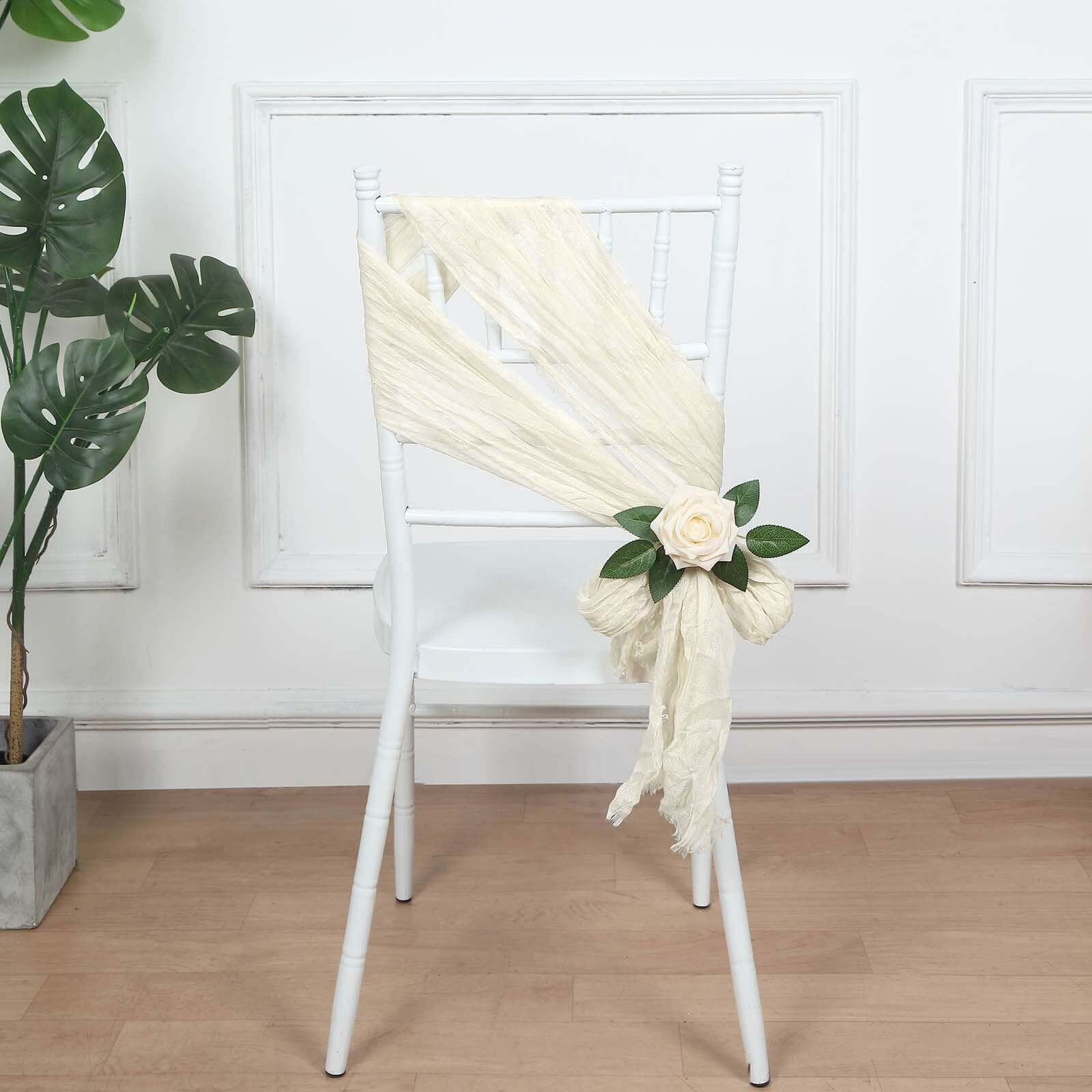 5-Pack Cream Cheesecloth Chair Sashes - Perfect Boho Decor for Events