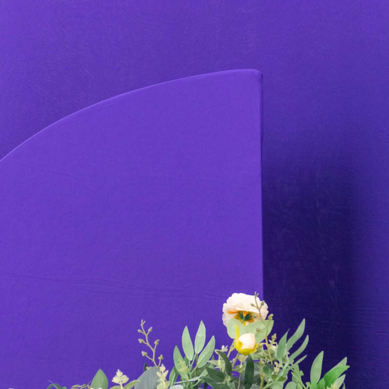 Hot Sale! Set of 4 Custom-Fitted Matte Purple Spandex Half Moon Wedding Arch Backdrop Covers in 4 Sizes