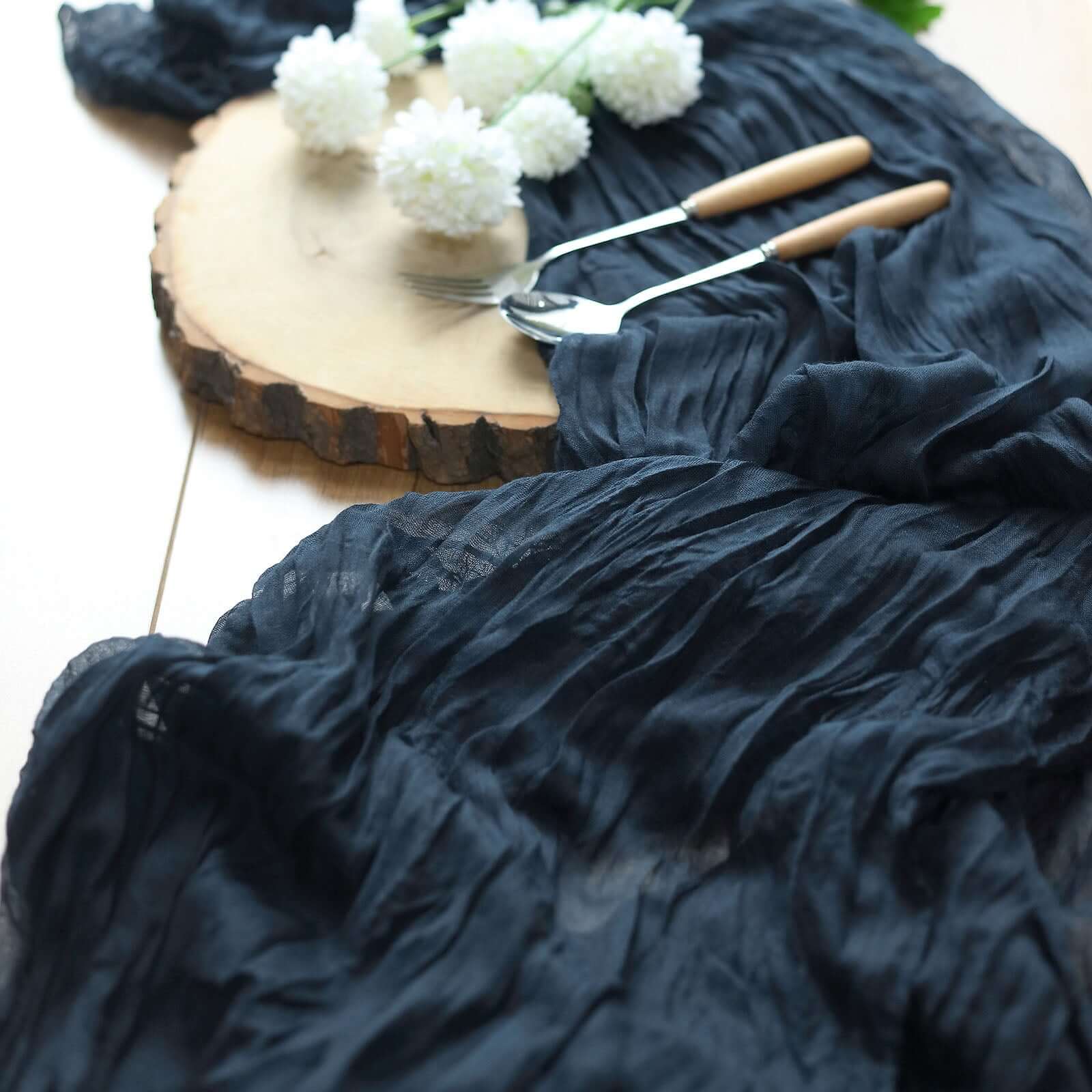 Navy Blue 10ft Gauze Cheesecloth Table Runner - Rustic Boho Charm