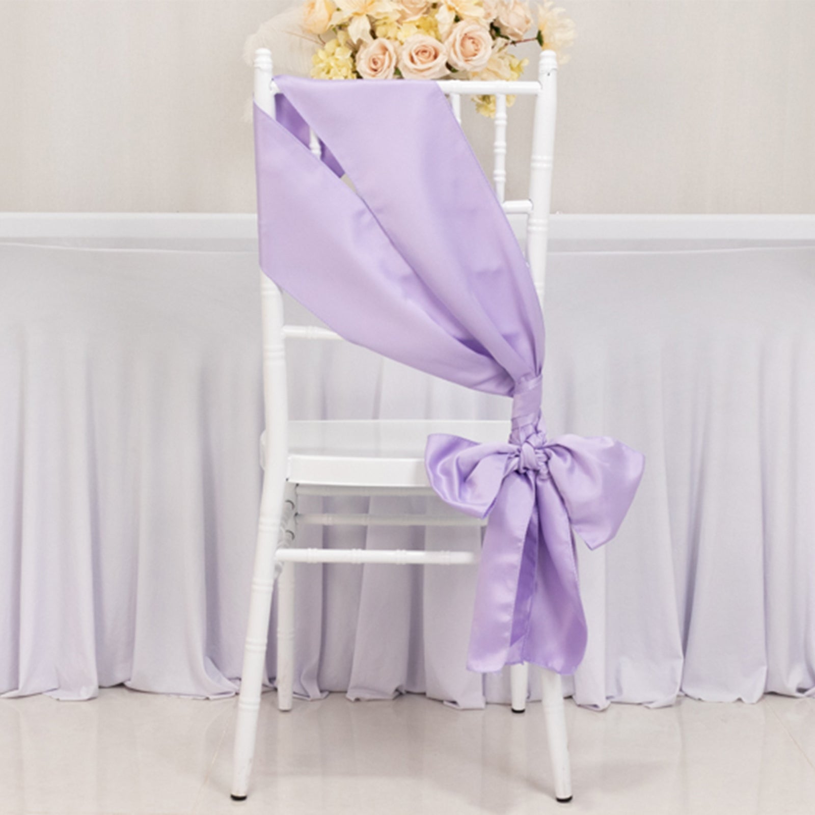 5-Pack Lavender Lilac Lamour Satin Chair Sashes - Elegant & Reusable Decor