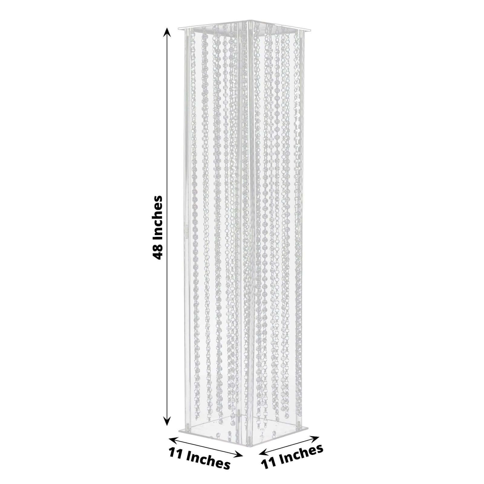 Clear Acrylic Flower Pedestal Vase with Crystal Beads - Ideal Wedding Floor Centerpiece