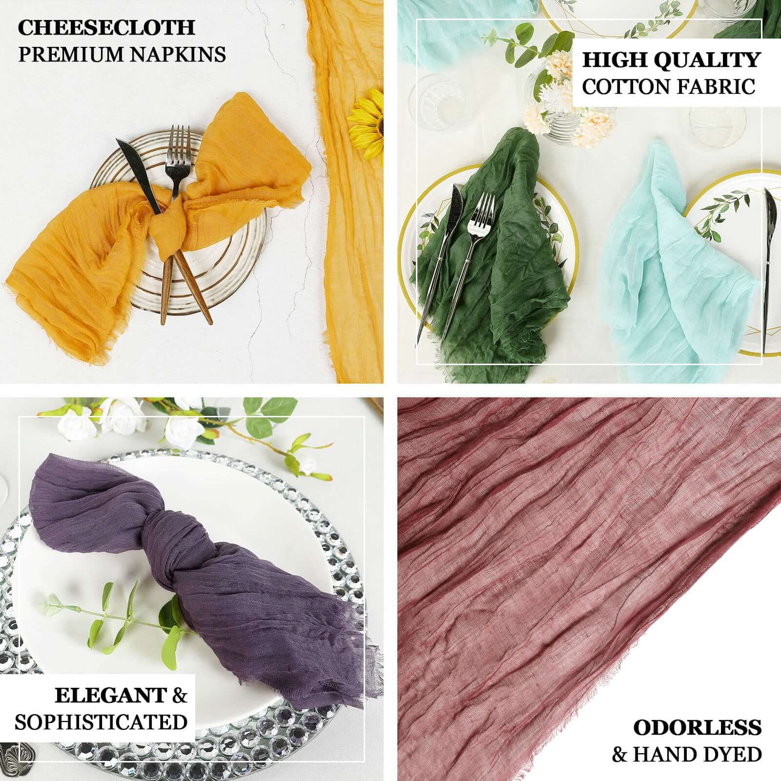 5-Pack Reusable Dusty Rose Gauze Cheesecloth Dinner Napkins - Great Deal!