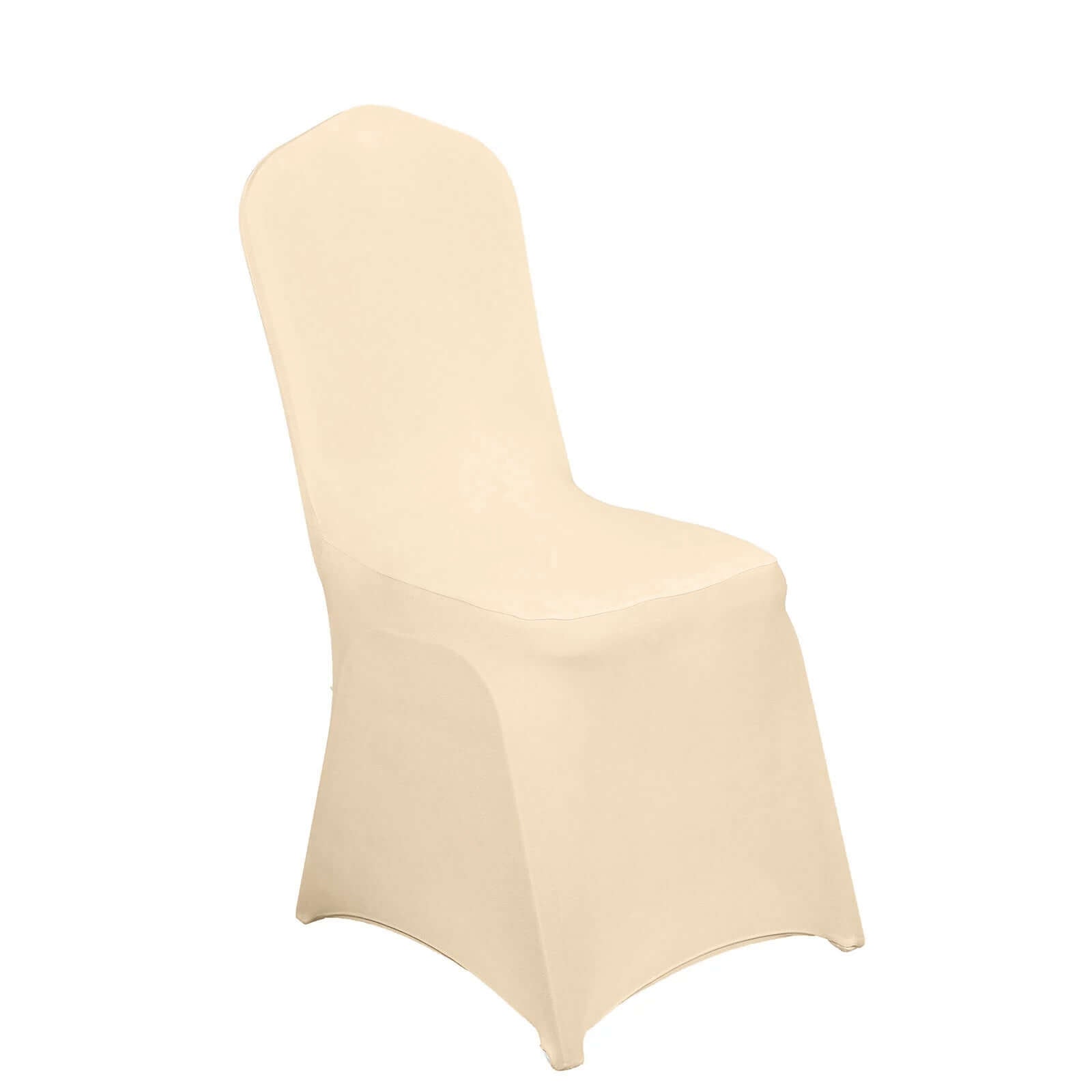 Beige Stretch Spandex Chair Cover for Banquet Chairs - 160GSM Premium Fabric