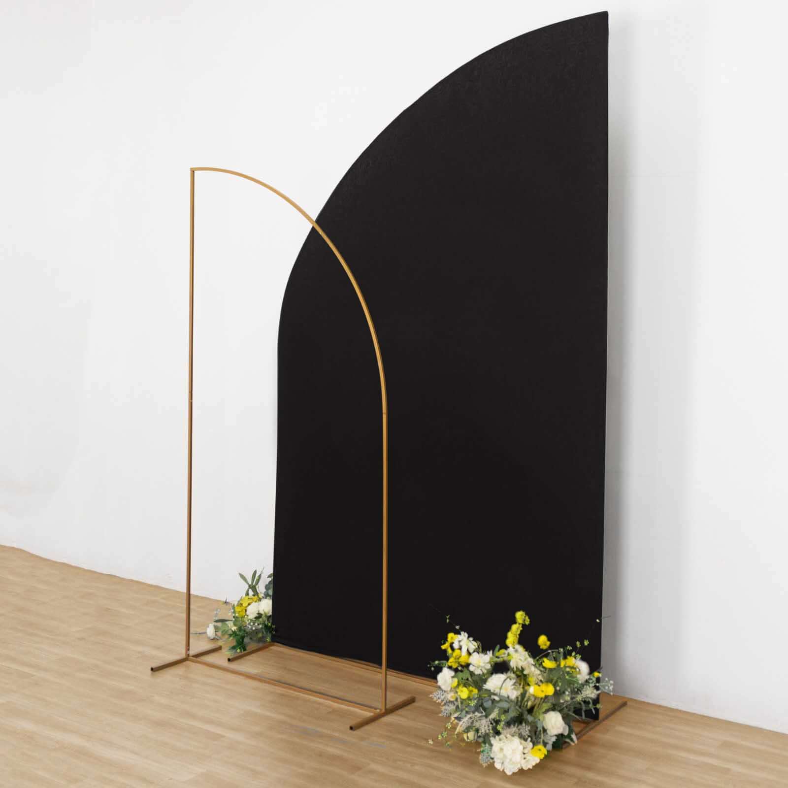 Exclusive 8ft Black Spandex Fitted Cover for Half Moon Wedding Arch Backdrop Stand