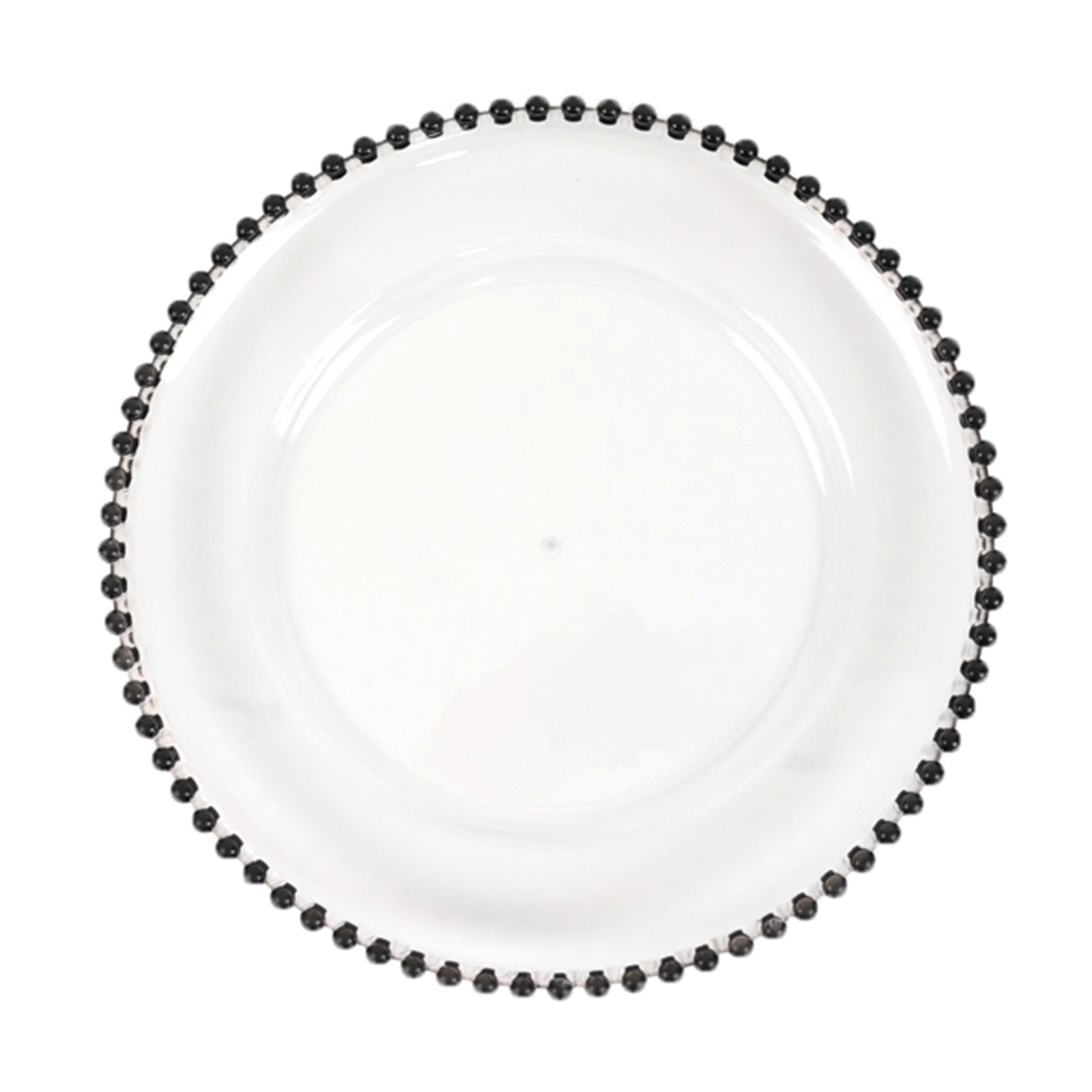 Hot Deal! 6-Pack 13-Inch Clear Acrylic Round Charger Plates with Black Beaded Rim for Dinner Parties