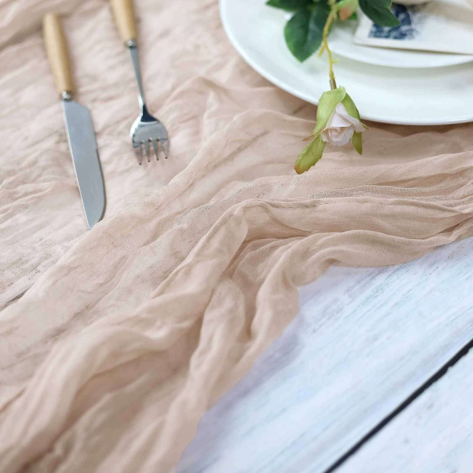 10ft Nude Gauze Cheesecloth Table Runner - Rustic Boho Style, Ideal for Events
