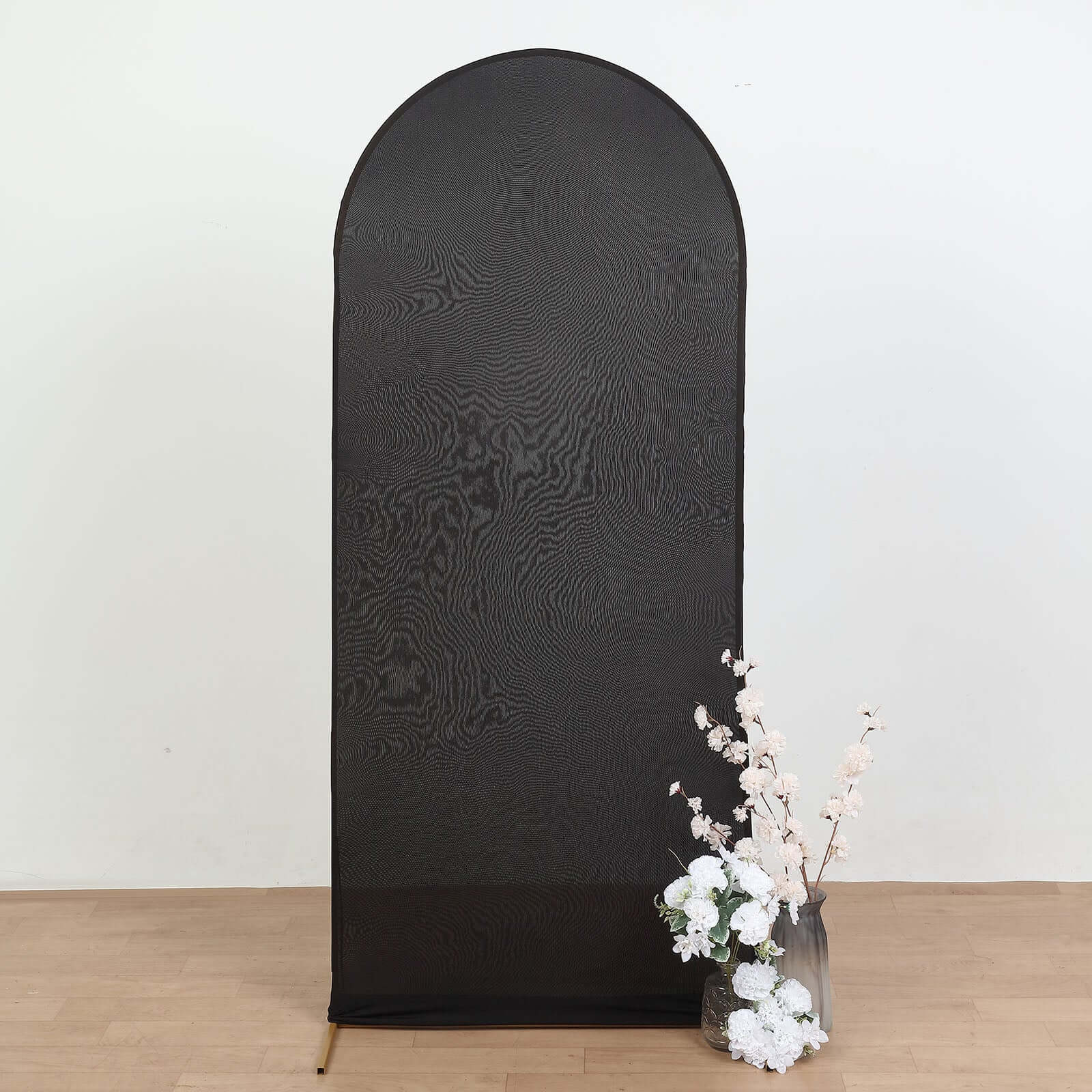6ft Double-Sided Matte Black Spandex Fitted Cover for Round Top Wedding Arch Stand - Ideal Decor