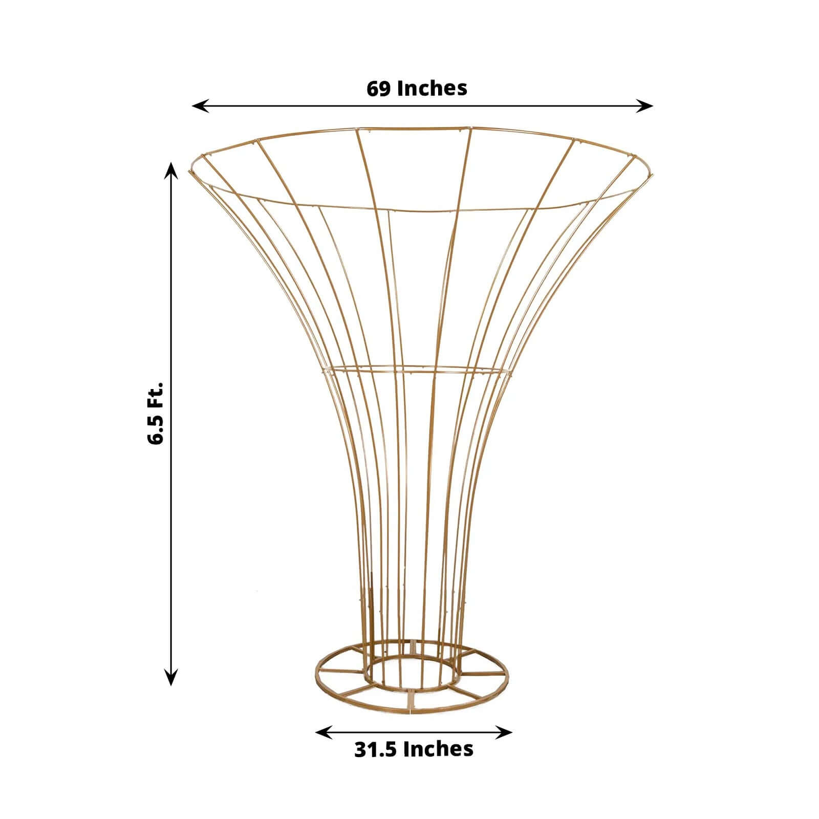 6.5ft Gold Blossom-Style Metal Floor Standing Wedding Floral Display Stand