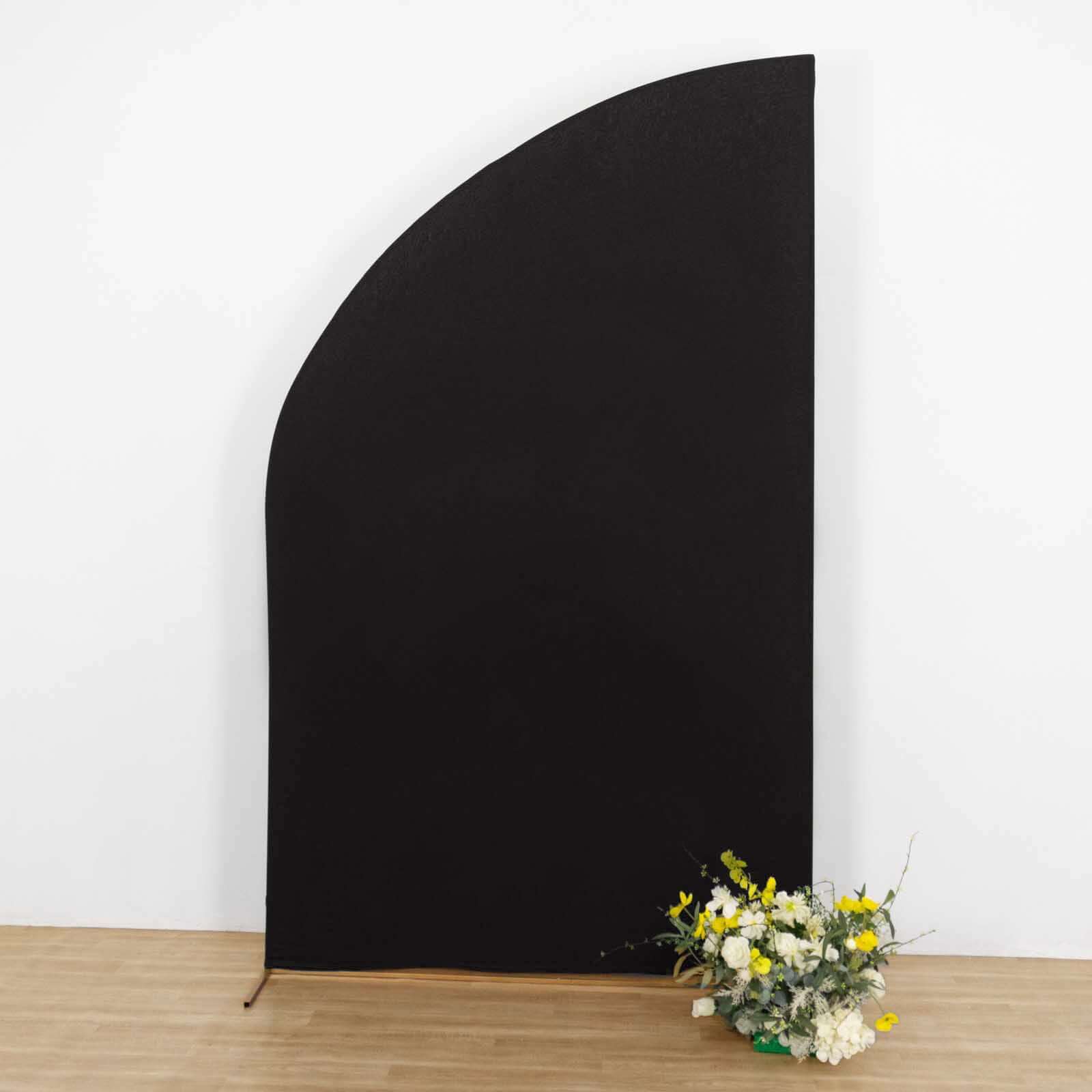 Exclusive 8ft Black Spandex Fitted Cover for Half Moon Wedding Arch Backdrop Stand