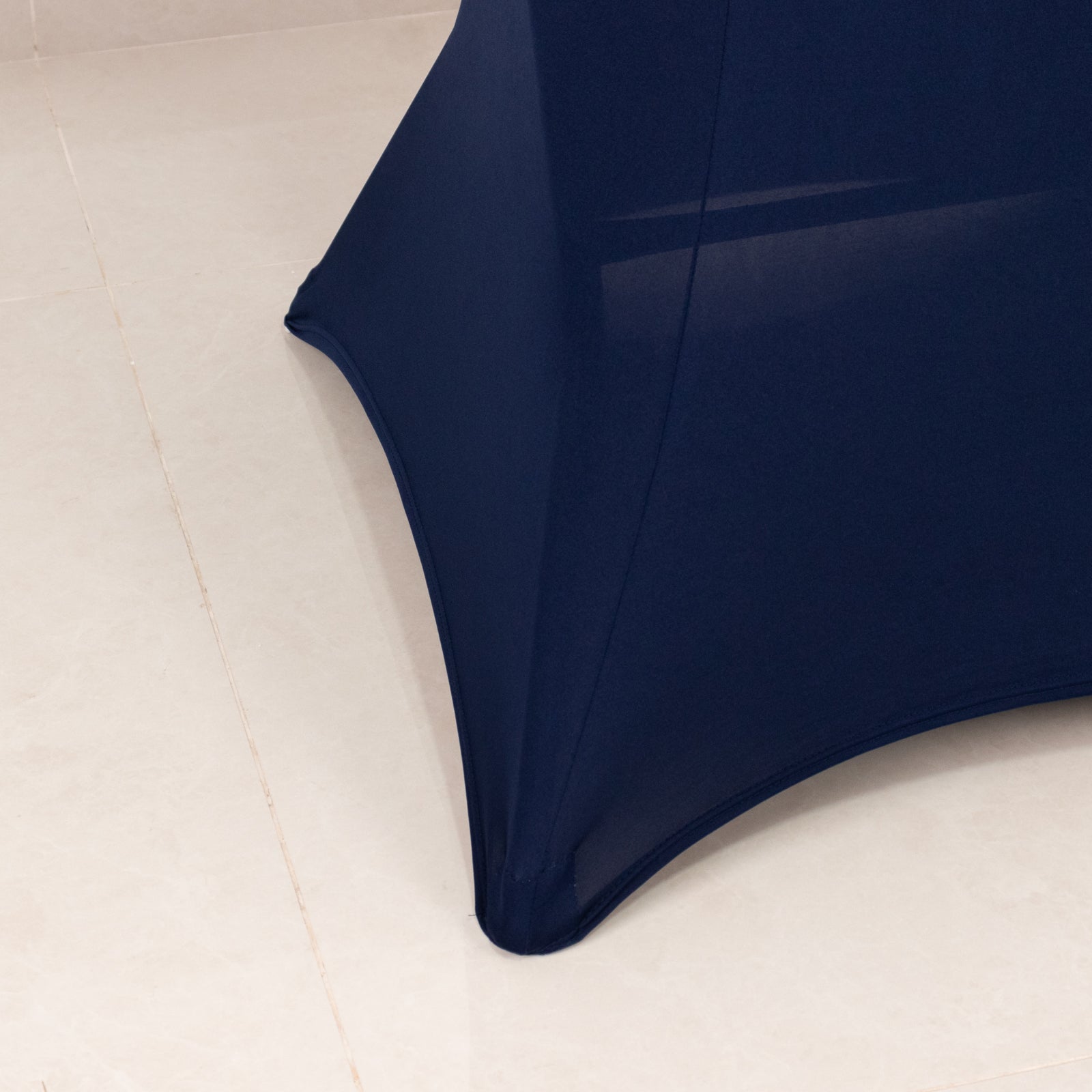Navy Blue Spandex Stretch Fitted Cocktail Table Cover - Easy to Maintain, 33-36 Round