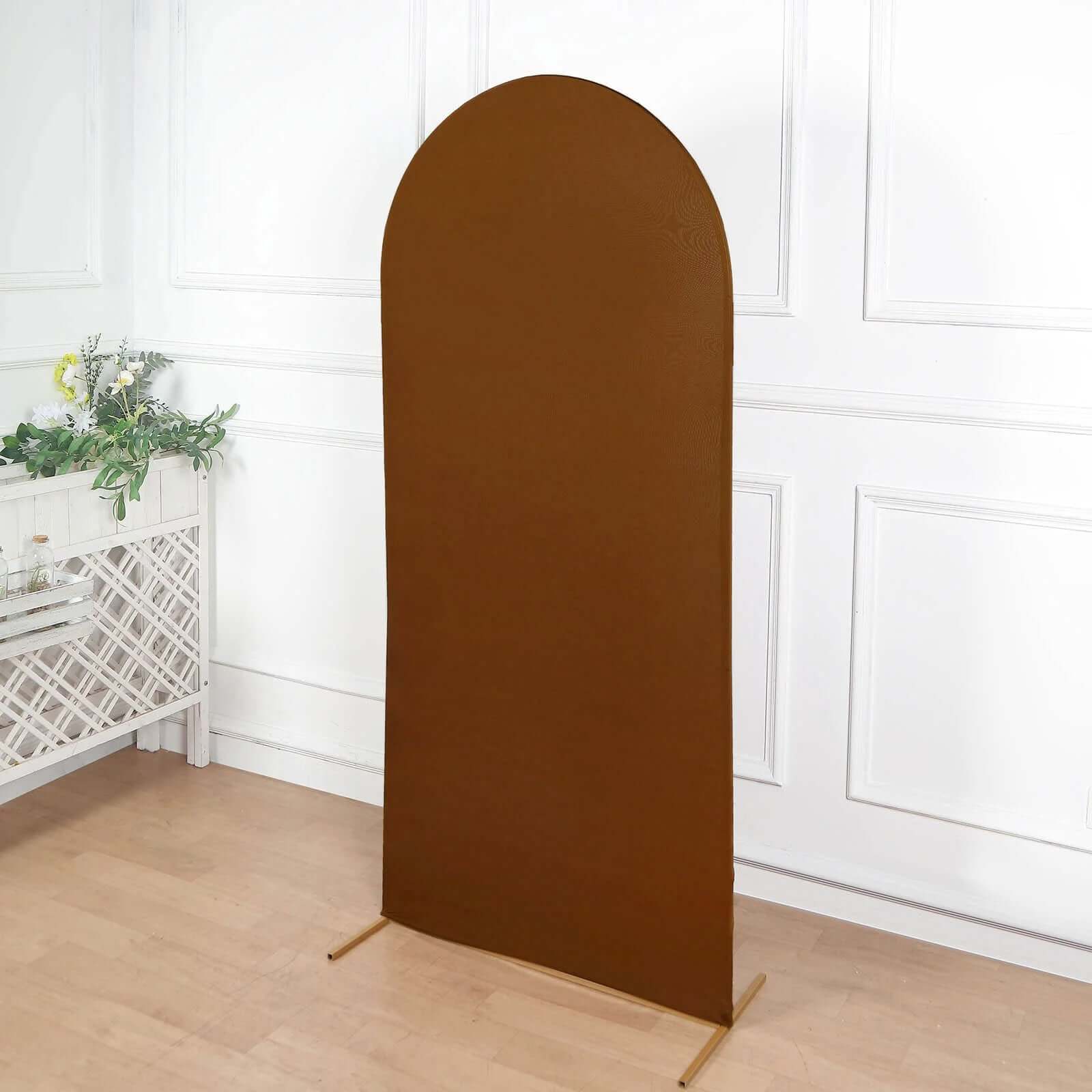 6ft Double - sided Cinnamon Brown Spandex Fitted Cover for Round Top Wedding Arch