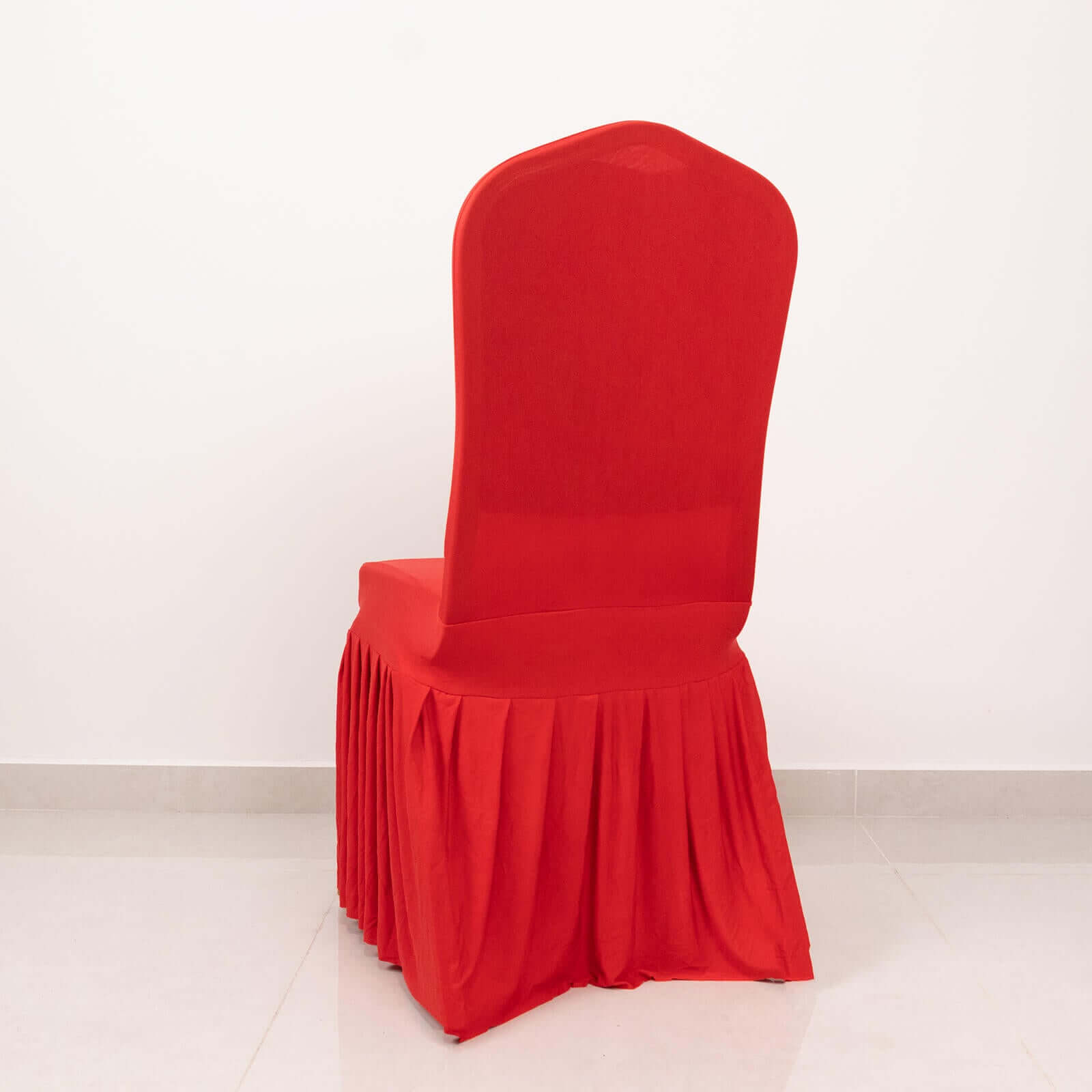 Hot Deal! Red Spandex Stretch Chair Cover with Ruffle Pleated Skirt for Banquet Chairs (1-Piece)