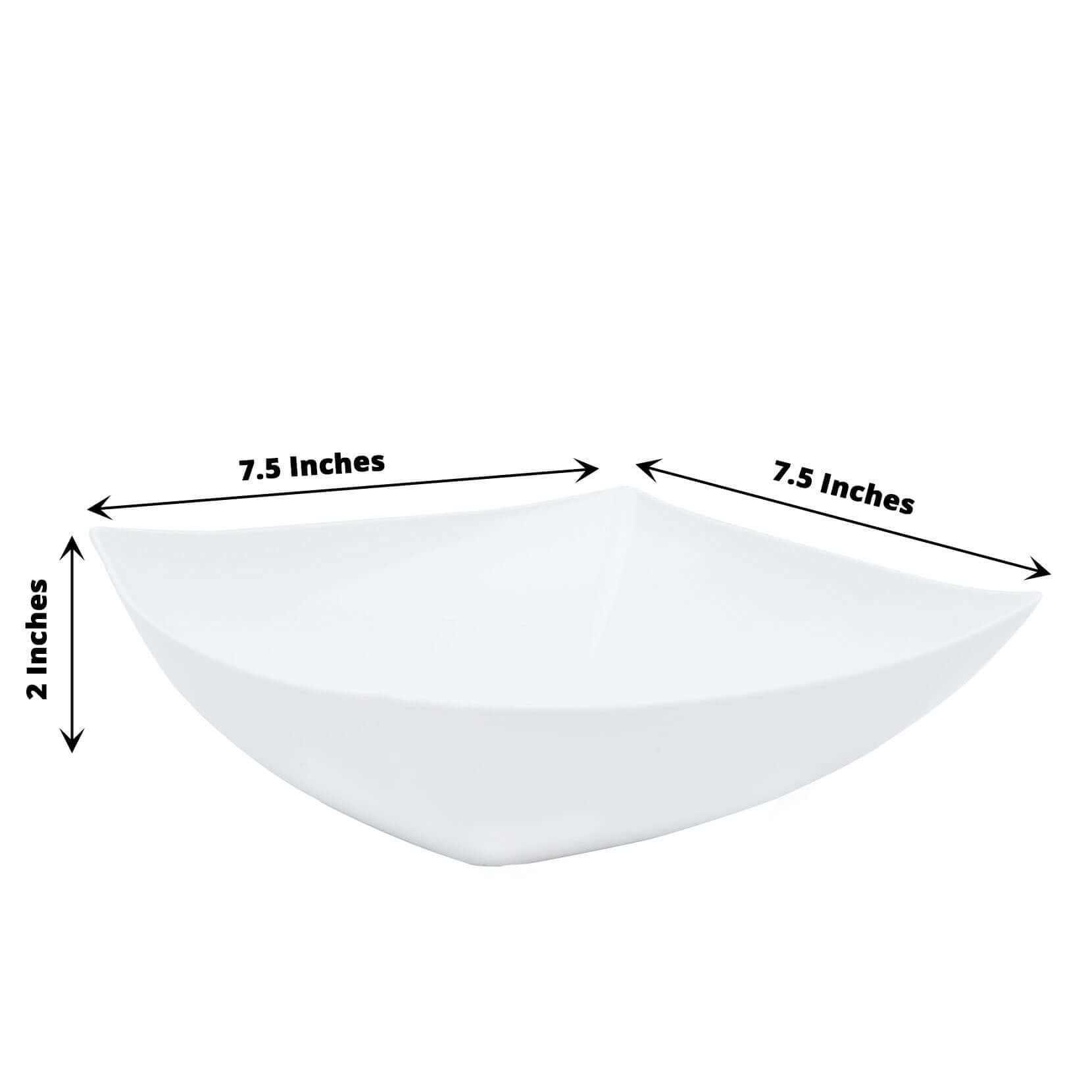 4-Pack White Square Lightweight Medium Disposable 32oz Plastic Serving Bowls for Events