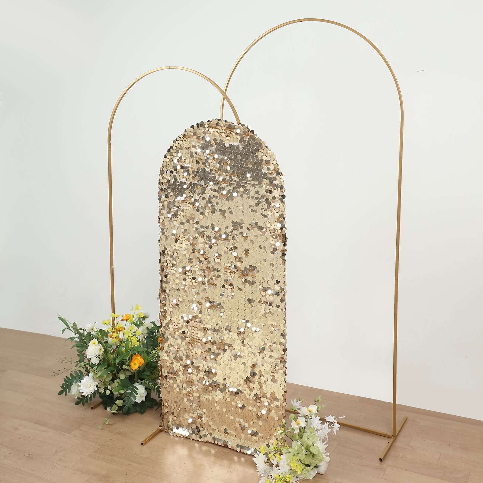 Sparkly 5ft Champagne Double-Sided Sequin Backdrop Cover for Wedding Arch - Perfect Decor!