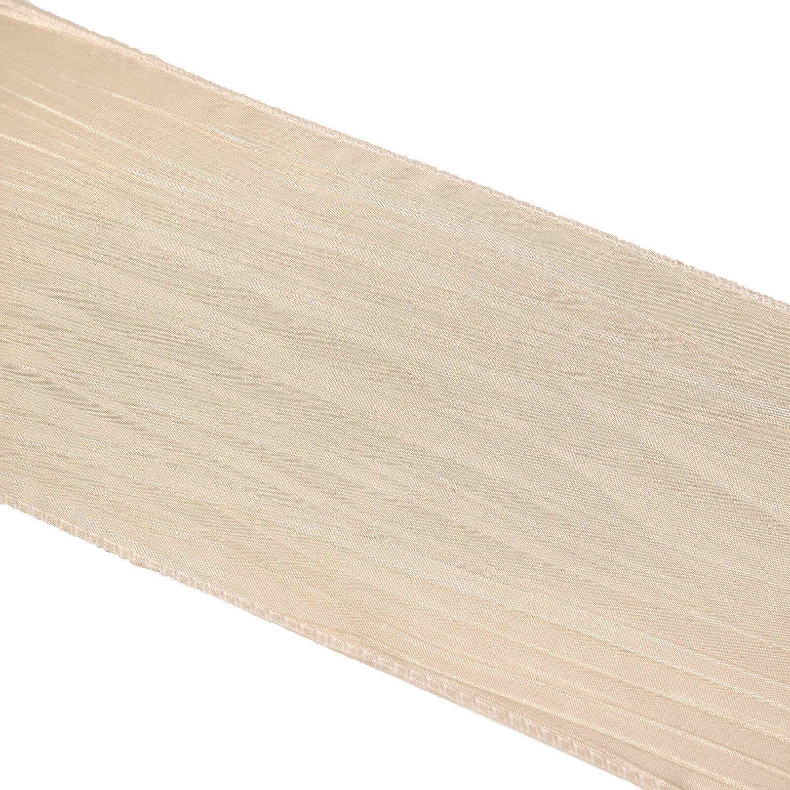 5-Piece Set of Beige Accordion Crinkle Taffeta Chair Sashes (6x106) - Ideal for Weddings and Gatherings