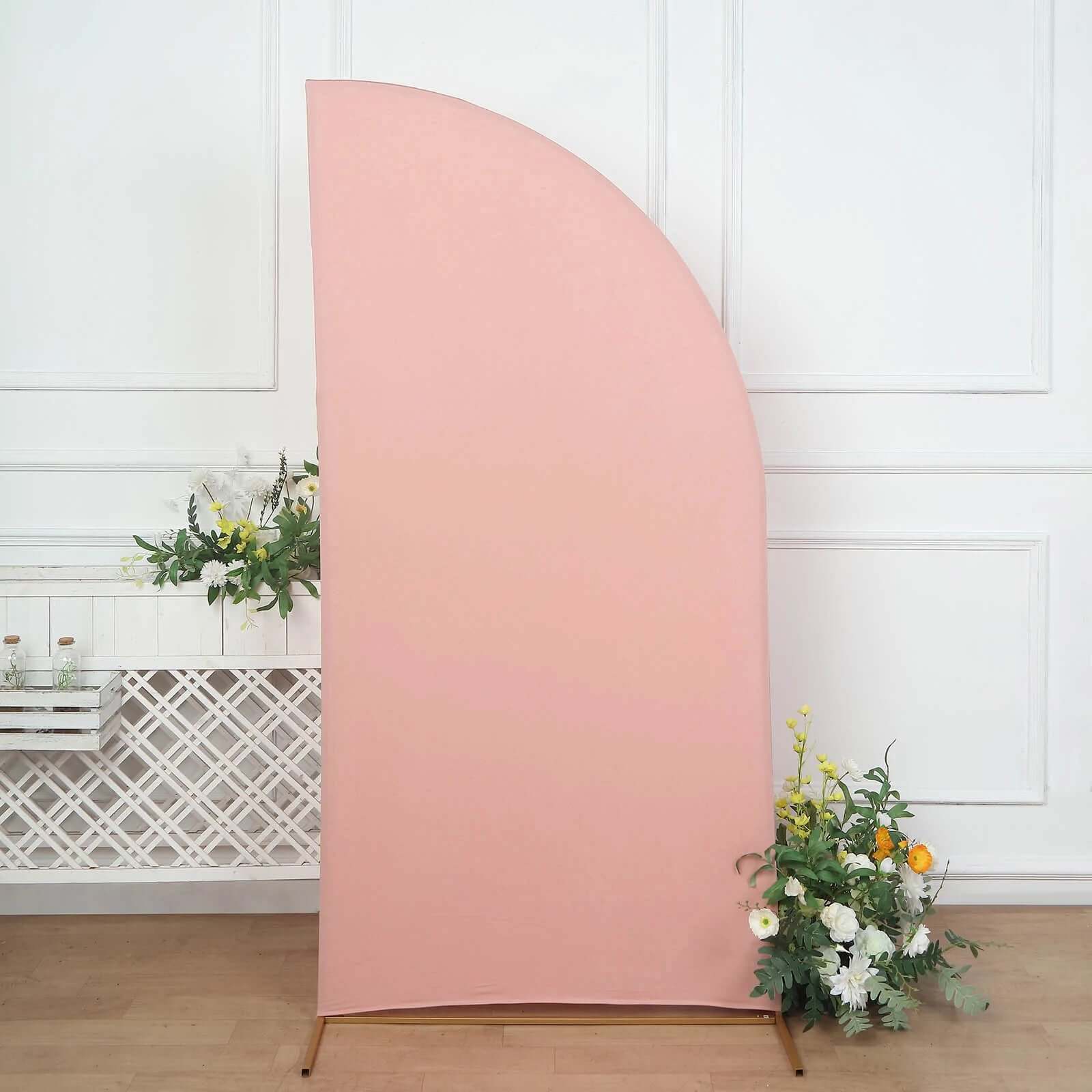 Custom-Fitted 7ft Matte Dusty Rose Spandex Half Moon Chiara Wedding Arch Backdrop Stand Cover - Exclusive Offer