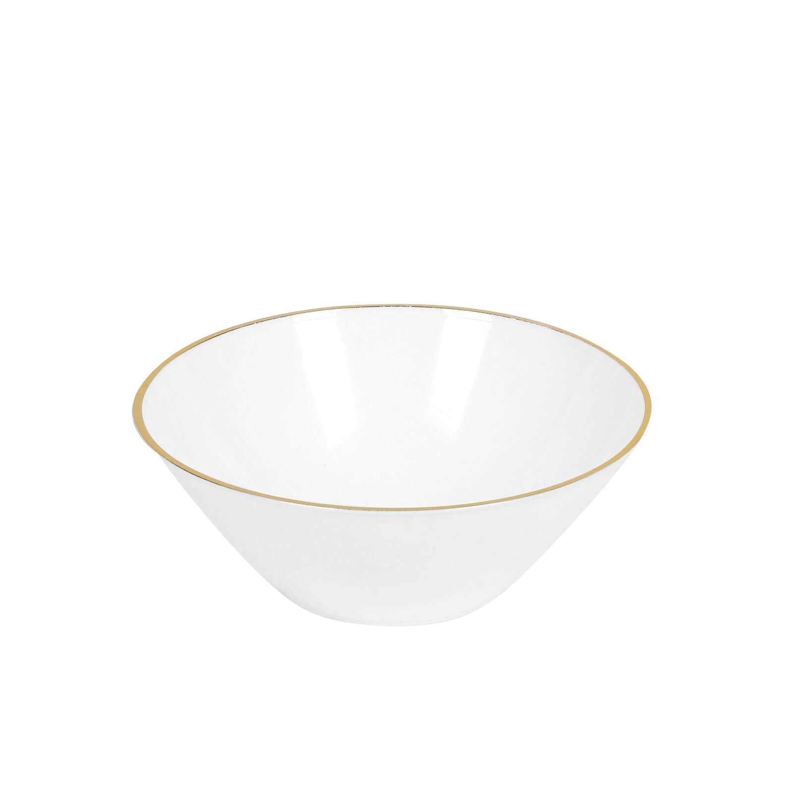 24-Pack 7oz Premium Heavy Duty Plastic Ice Cream Bowls - Glossy White with Gold Rim, Ideal for Events