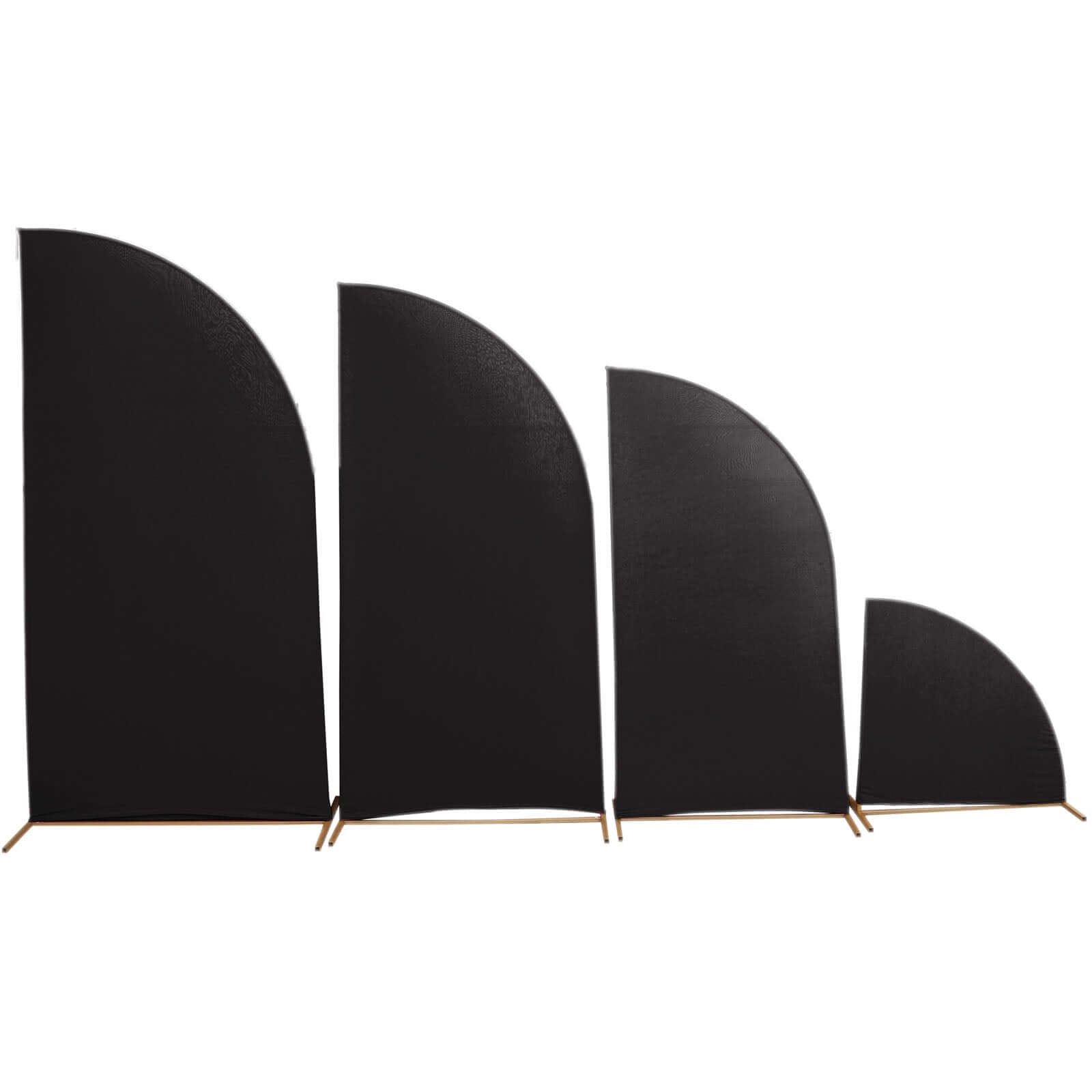 Hot Deal! Set of 4 Custom-Fitted Matte Black Spandex Half Moon Wedding Arch Backdrop Covers in 4 Sizes