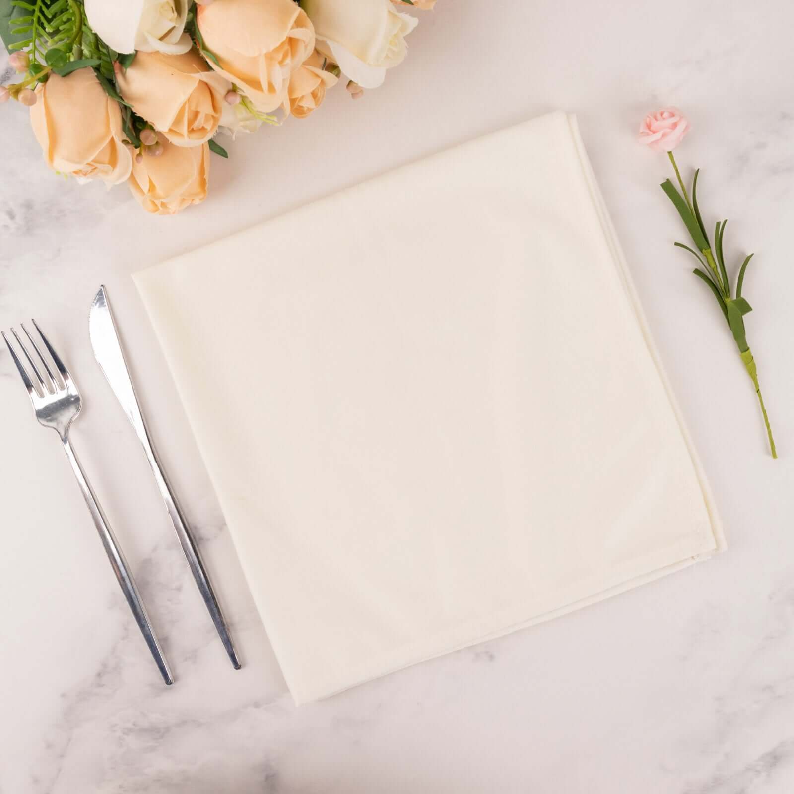 Ivory 20x20 Durable & Reusable Premium Scuba Dinner Napkins - 5 Pack