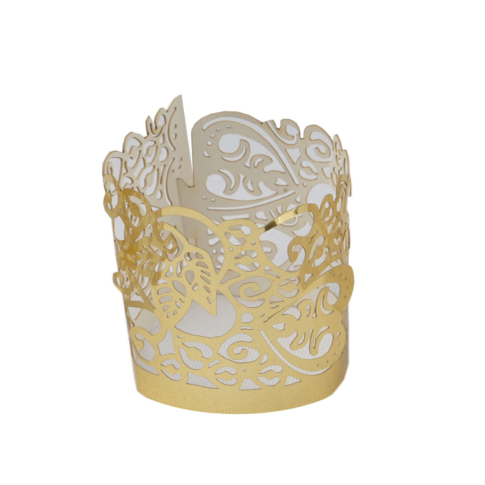 20-Pack Gold Foil Floral Lace Design Paper Wraps for Votive Tealight Candles