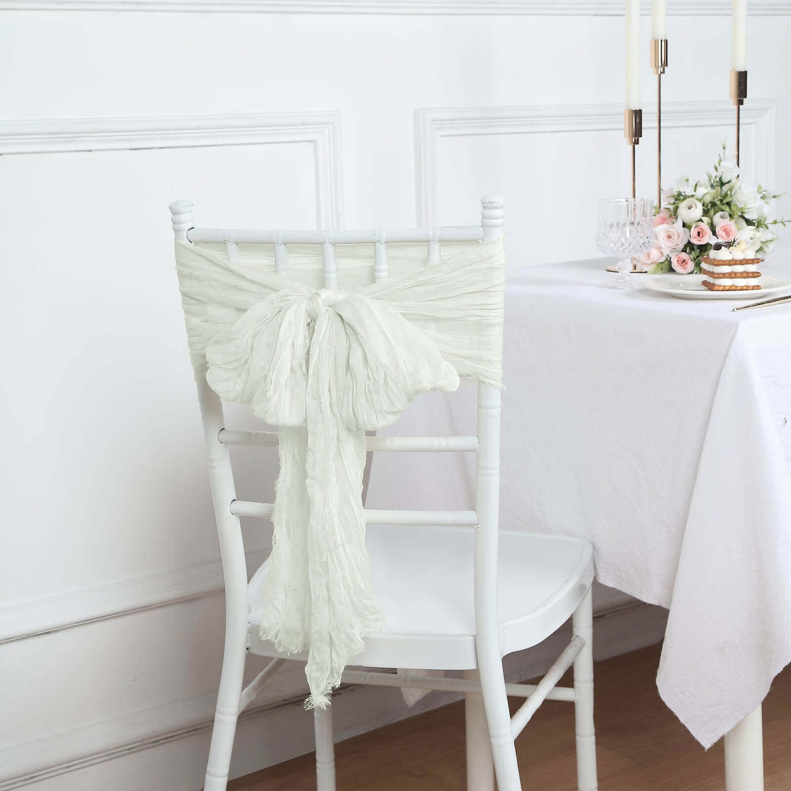 Special Offer! 5-Piece Ivory Cheesecloth Gauze Chair Sashes for Boho Weddings & Gatherings