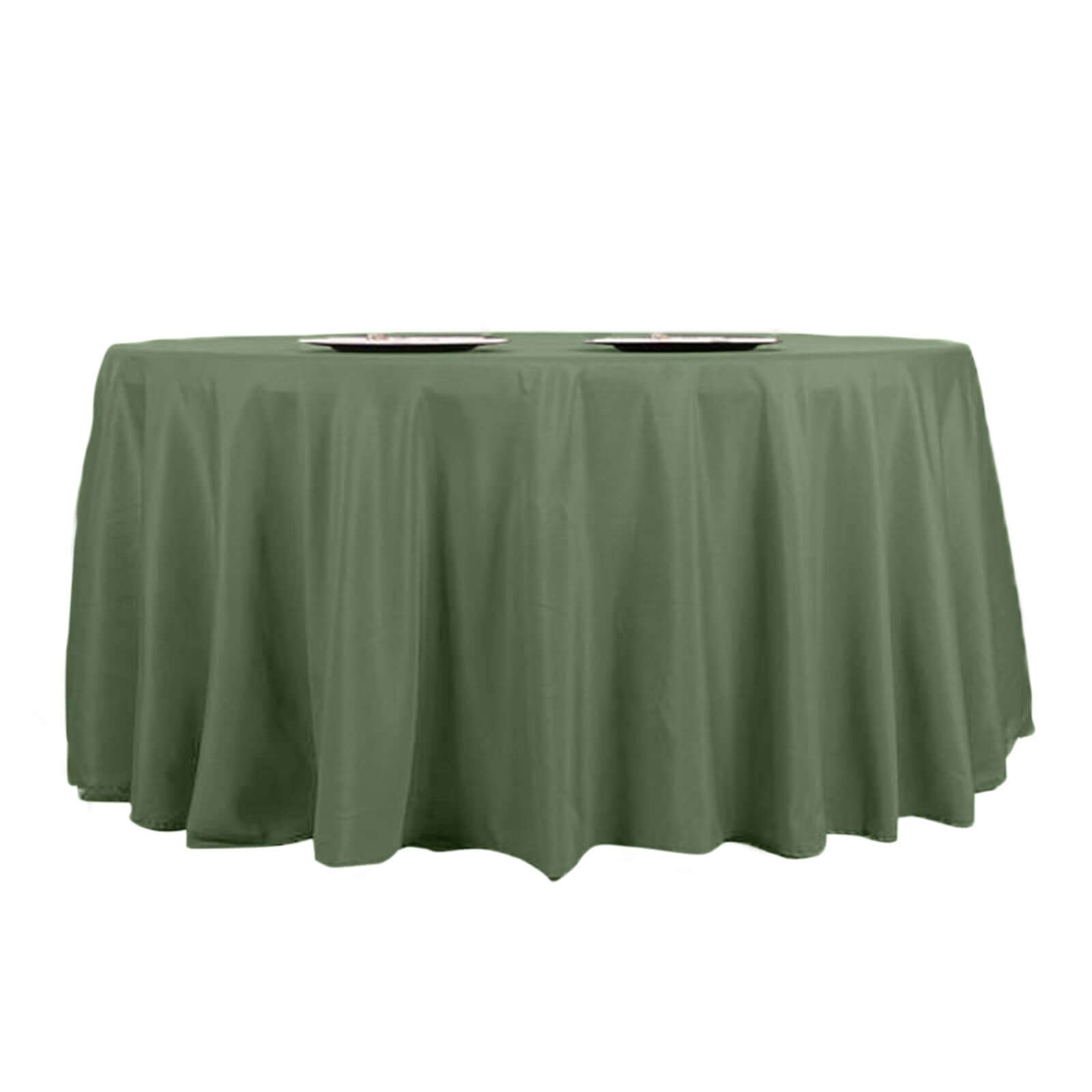 Olive Green 108-Inch Round Polyester Tablecloth - Wrinkle-Free & Stain-Resistant, Ideal for Events