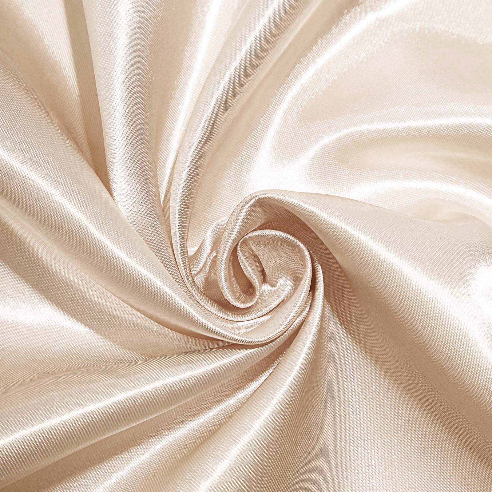 Hot Sale! 5-Piece Set of Beige Satin Chair Sashes with Shiny Finish, 6x106 Inches