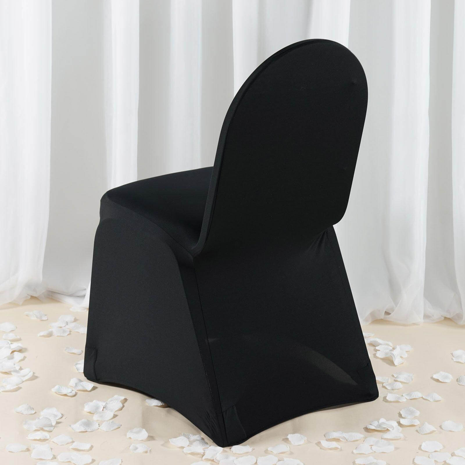 Black Premium Spandex Stretch Chair Cover with Foot Pockets for Banquets - 220GSM