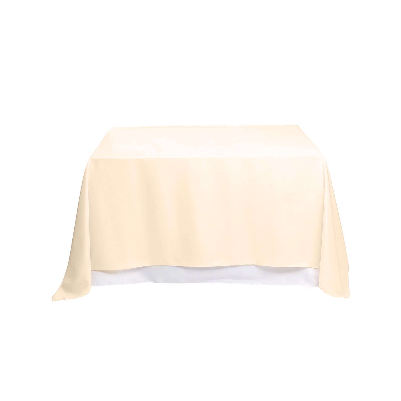 Beige 90x90 Polyester Square Tablecloth - Durable & Wrinkle-Resistant