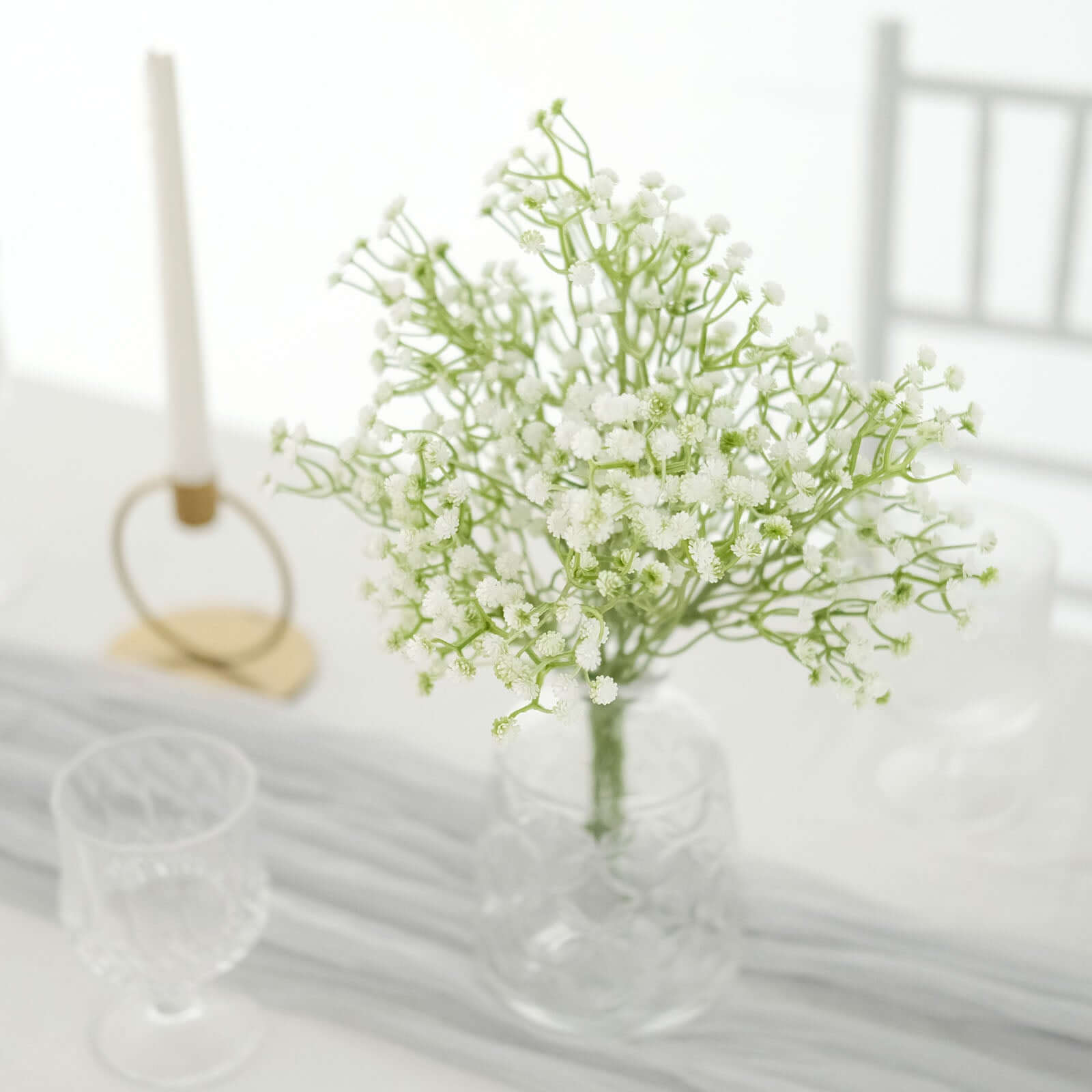 Hot Sale! 3 Pieces of 14-Inch Artificial White Baby’s Breath Gypsophila Flower Arrangements for Indoor Decor