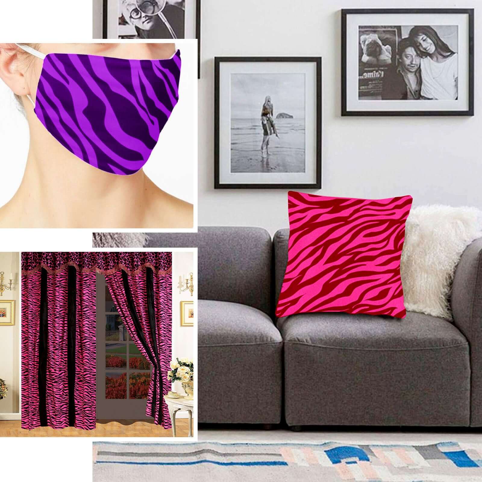 Hot Sale! 12-Foot Wide by 10-Yard Long Eggplant Zebra Animal Print Taffeta Fabric Roll for Party Decor